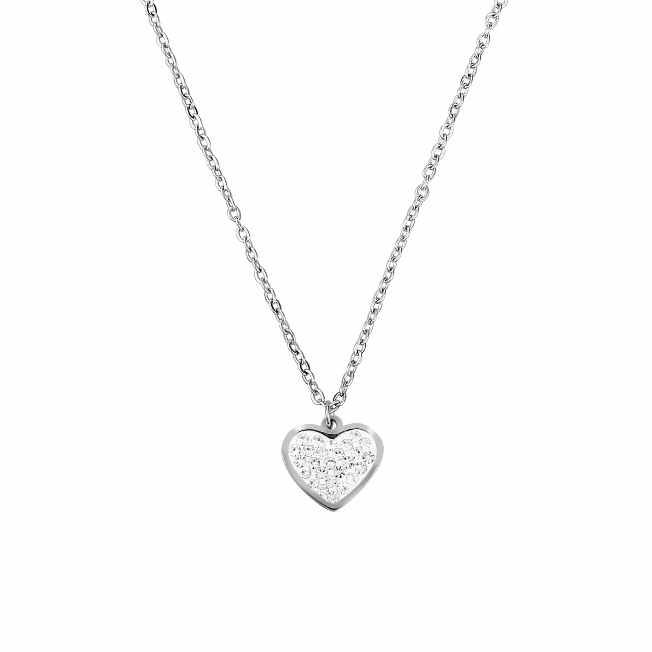 ACCIAIO 316 L COLLANA SILVER COLLANA CUORE STRASS