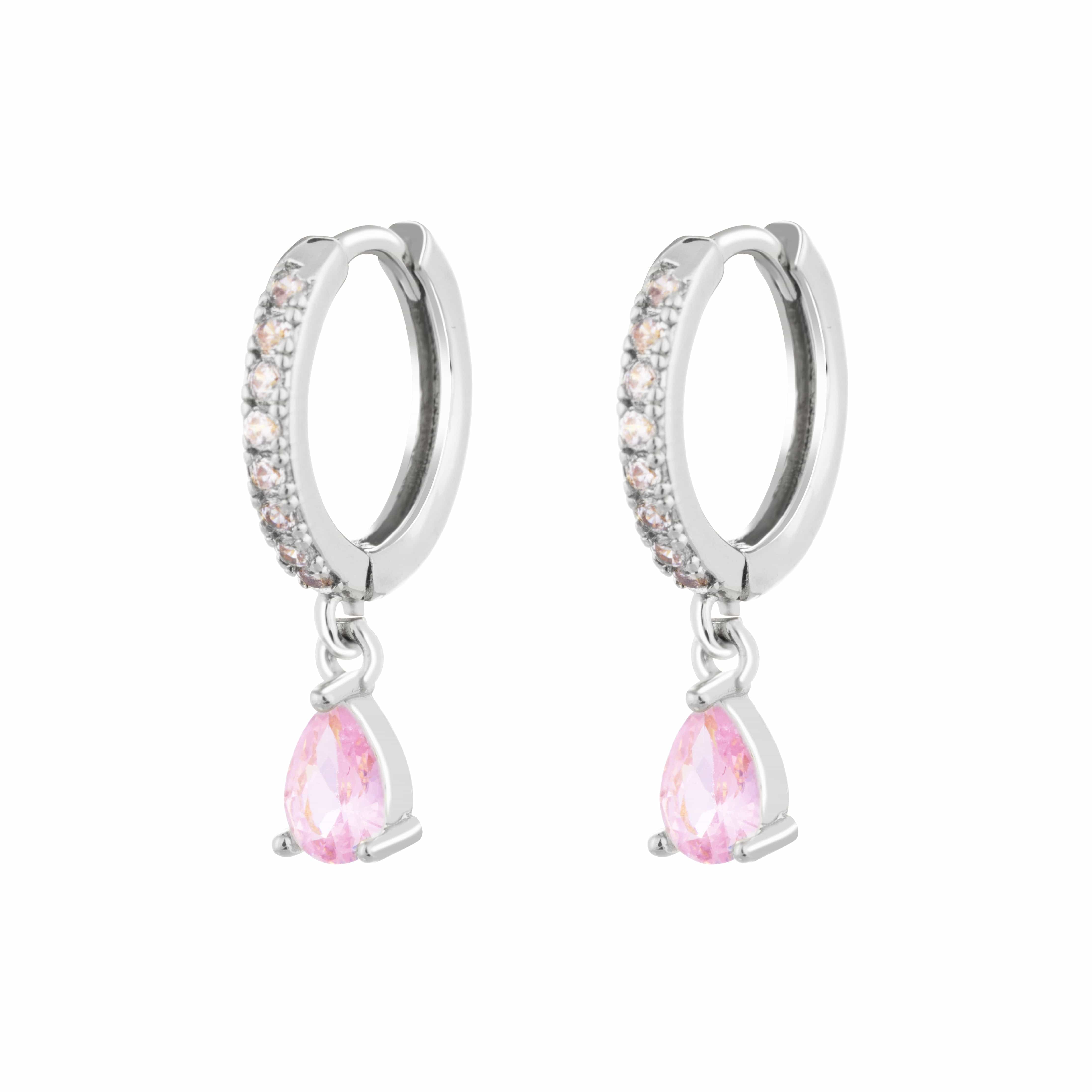 ACCIAIO 316 L ORECCHINI ROSA ORECCHINI SILVER ZIRCONI CRISTALLO GOCCIA