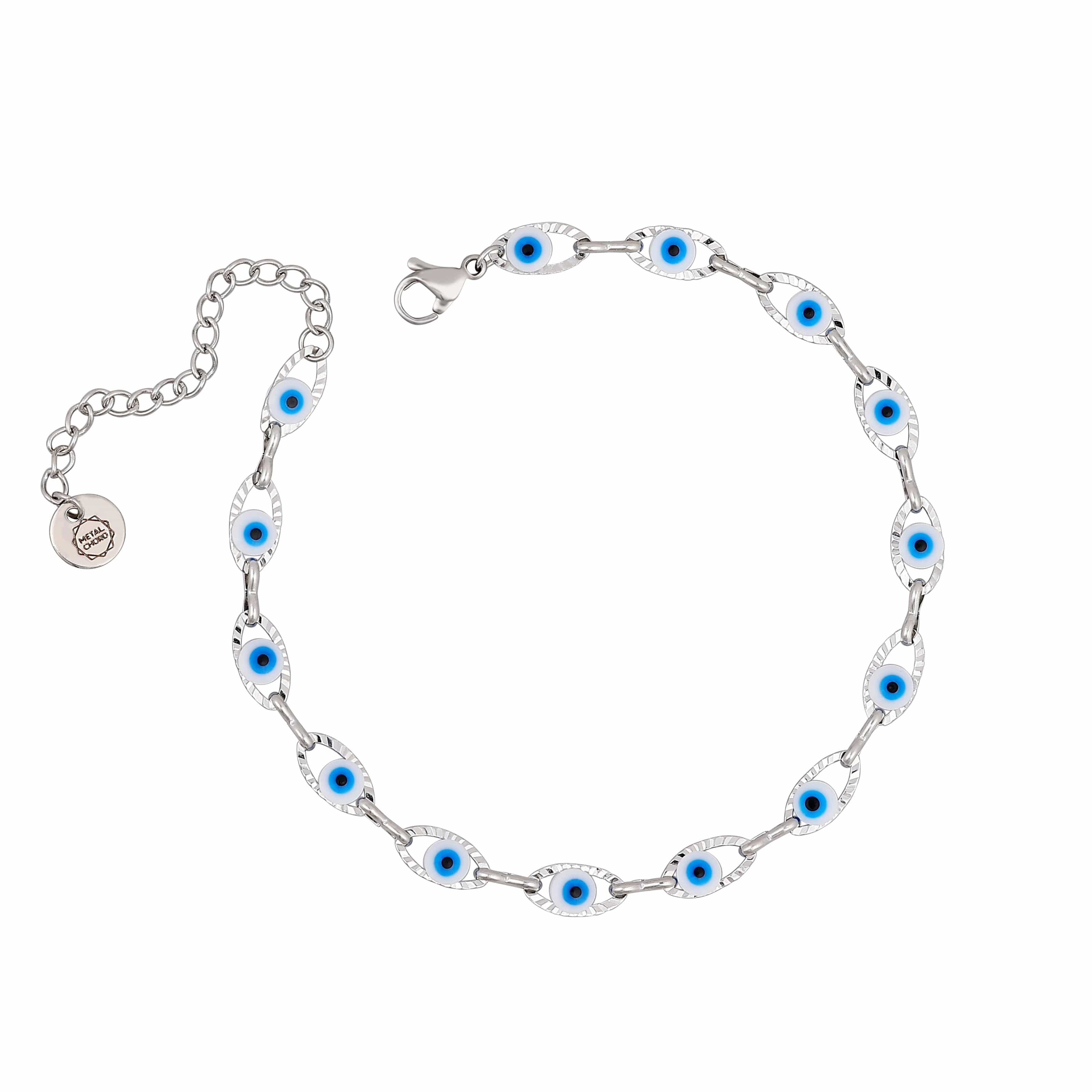 ACCIAIO 316L BRACCIALETTI BRACCIALE OCCHI GRECI AZZURRI