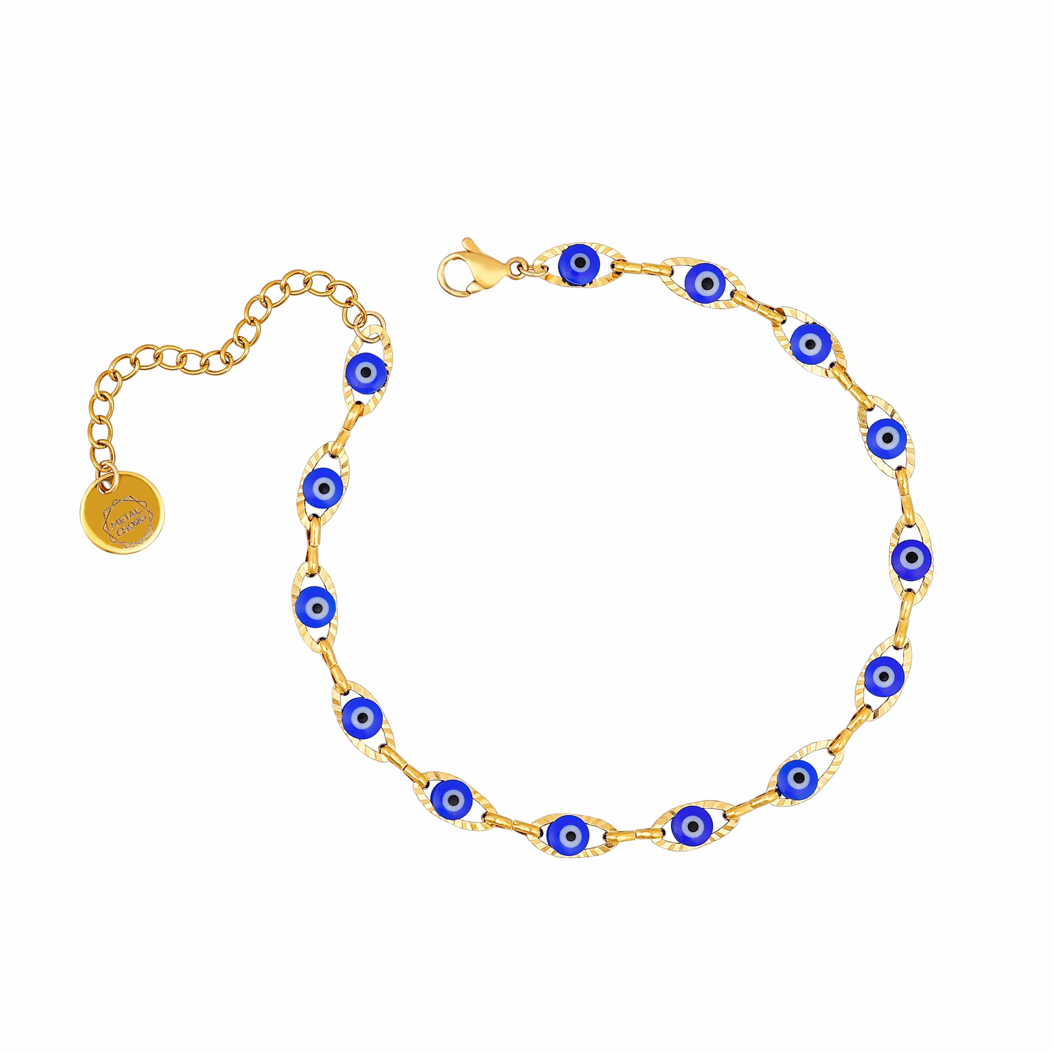 ACCIAIO 316L BRACCIALETTI BRACCIALE OCCHI GRECI BLU