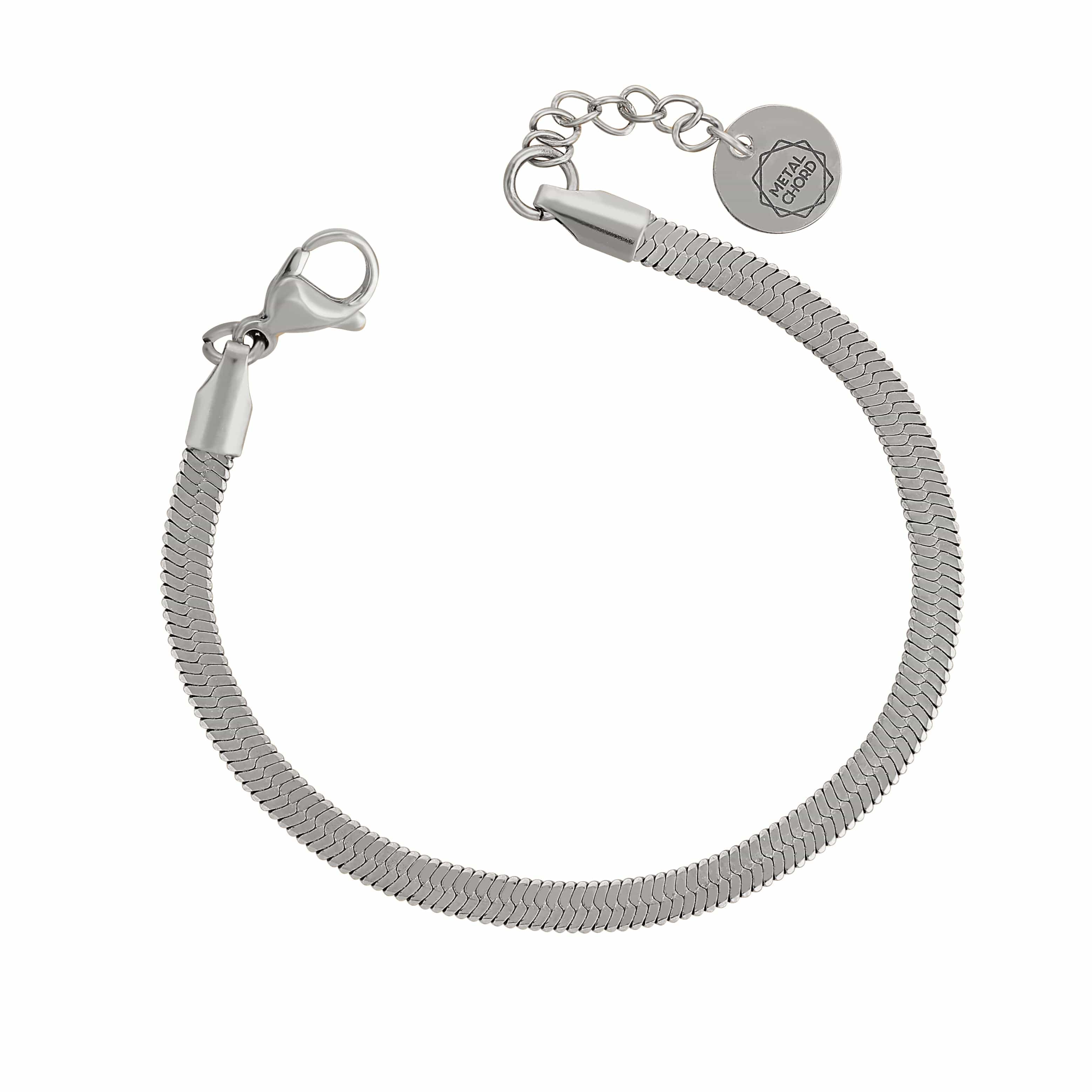 ACCIAIO 316L BRACCIALETTI BRACCIALE SNAKE PIATTINA Ø 4mm