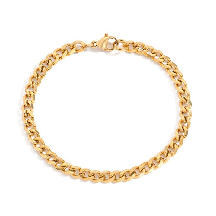 ACCIAIO 316L BRACCIALETTI ORO BRACCIALE CATENA BARBAZZALE PIATTA Ø 4mm