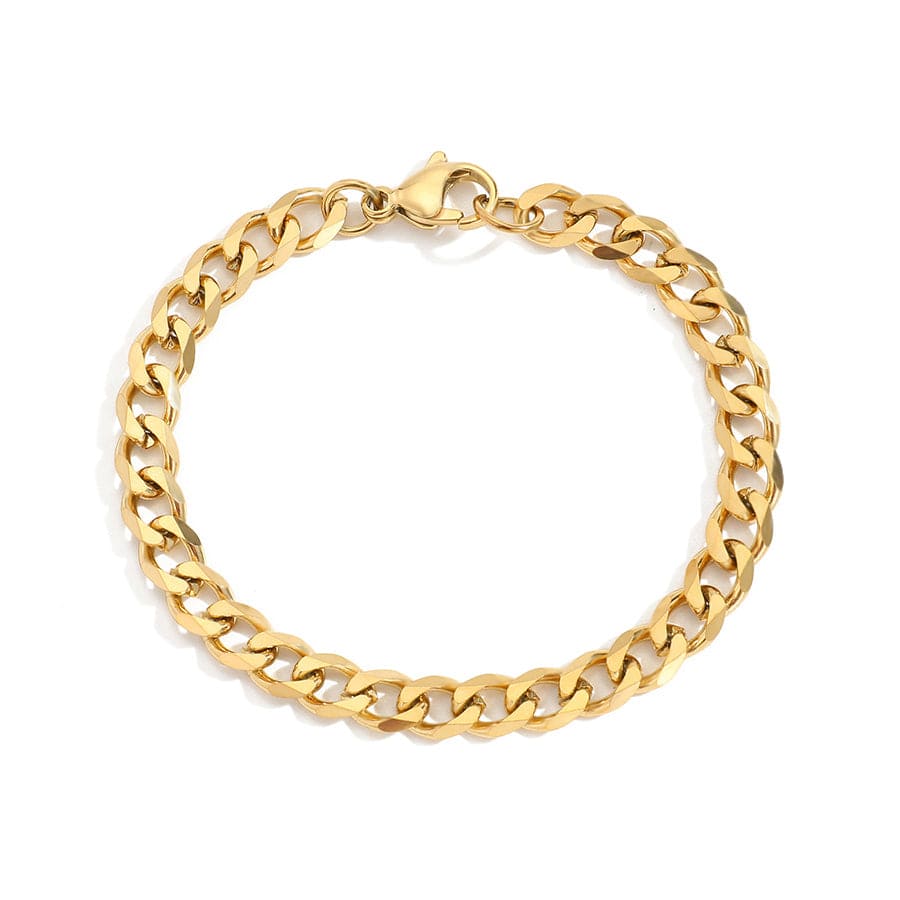 ACCIAIO 316L BRACCIALETTI ORO BRACCIALE CATENA BARBAZZALE PIATTA Ø 6mm