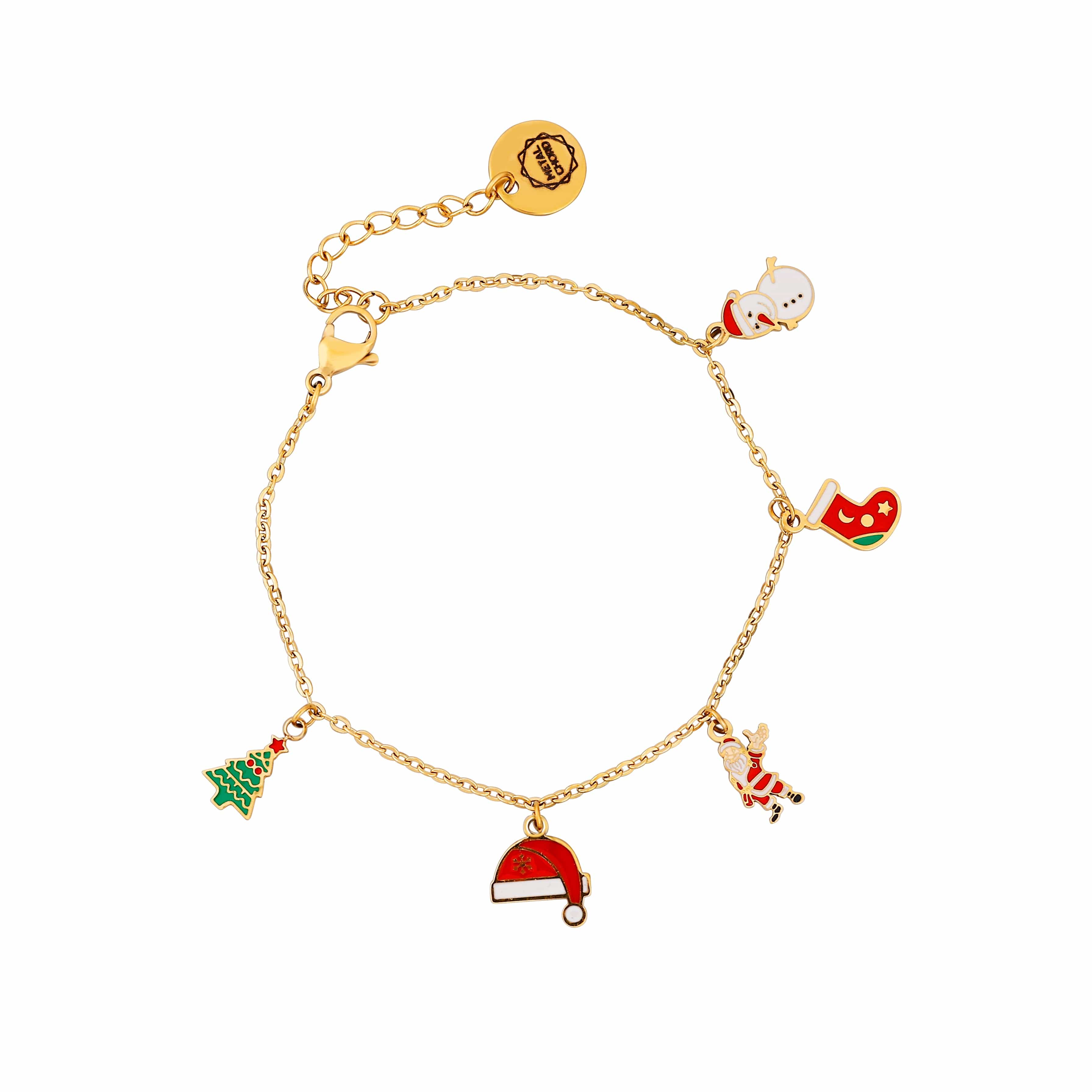 ACCIAIO 316L BRACCIALETTI ORO BRACCIALE PENDENTE NATALIZI SMALTATI