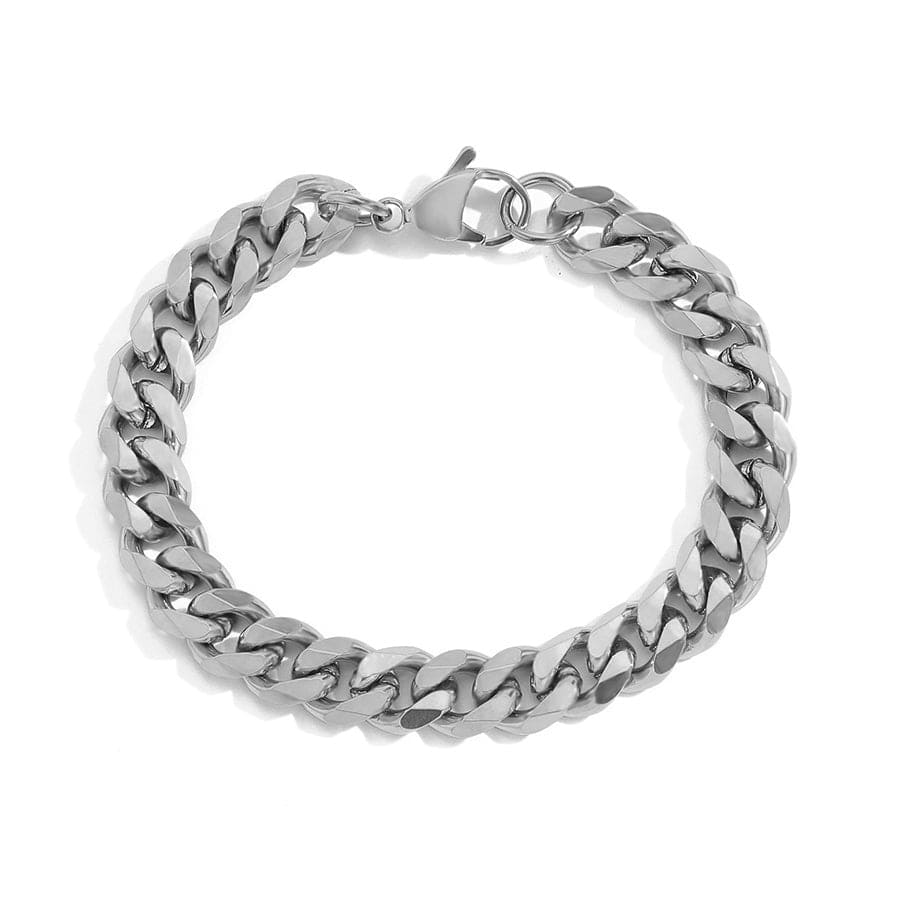 ACCIAIO 316L BRACCIALETTI SILVER BRACCIALE CATENA BARBAZZALE PIATTA Ø 8mm