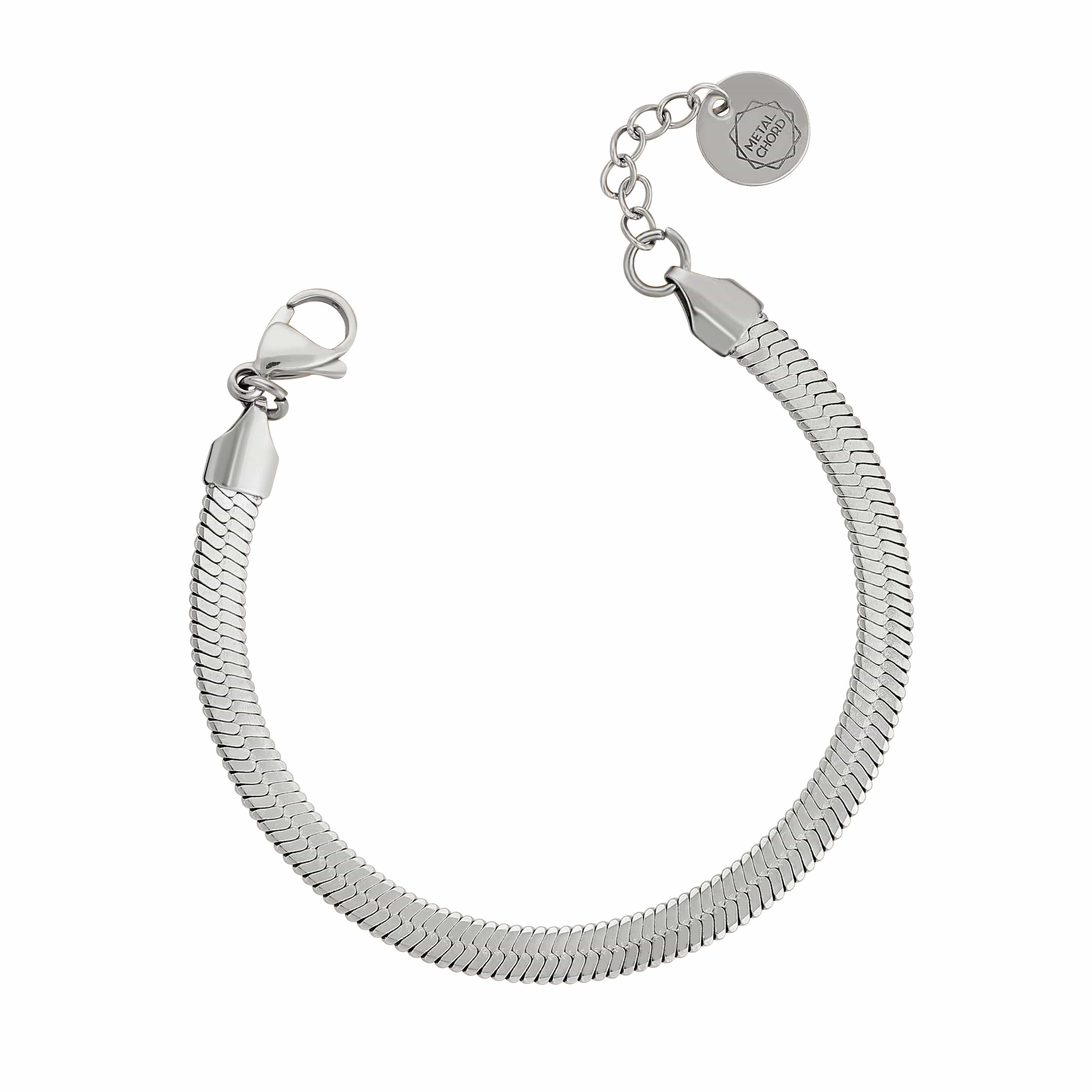 ACCIAIO 316L BRACCIALETTI SILVER BRACCIALE SNAKE PIATTINA Ø 5mm