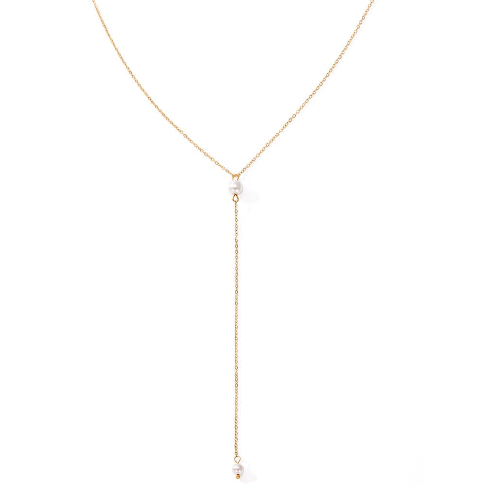 ACCIAIO 316L COLLANA COLLANA LUNGA DOPPIA PERLA