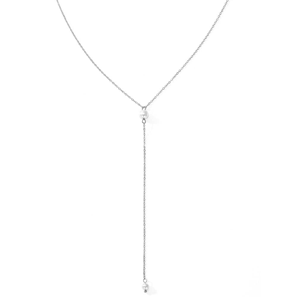 ACCIAIO 316L COLLANA COLLANA LUNGA DOPPIA PERLA