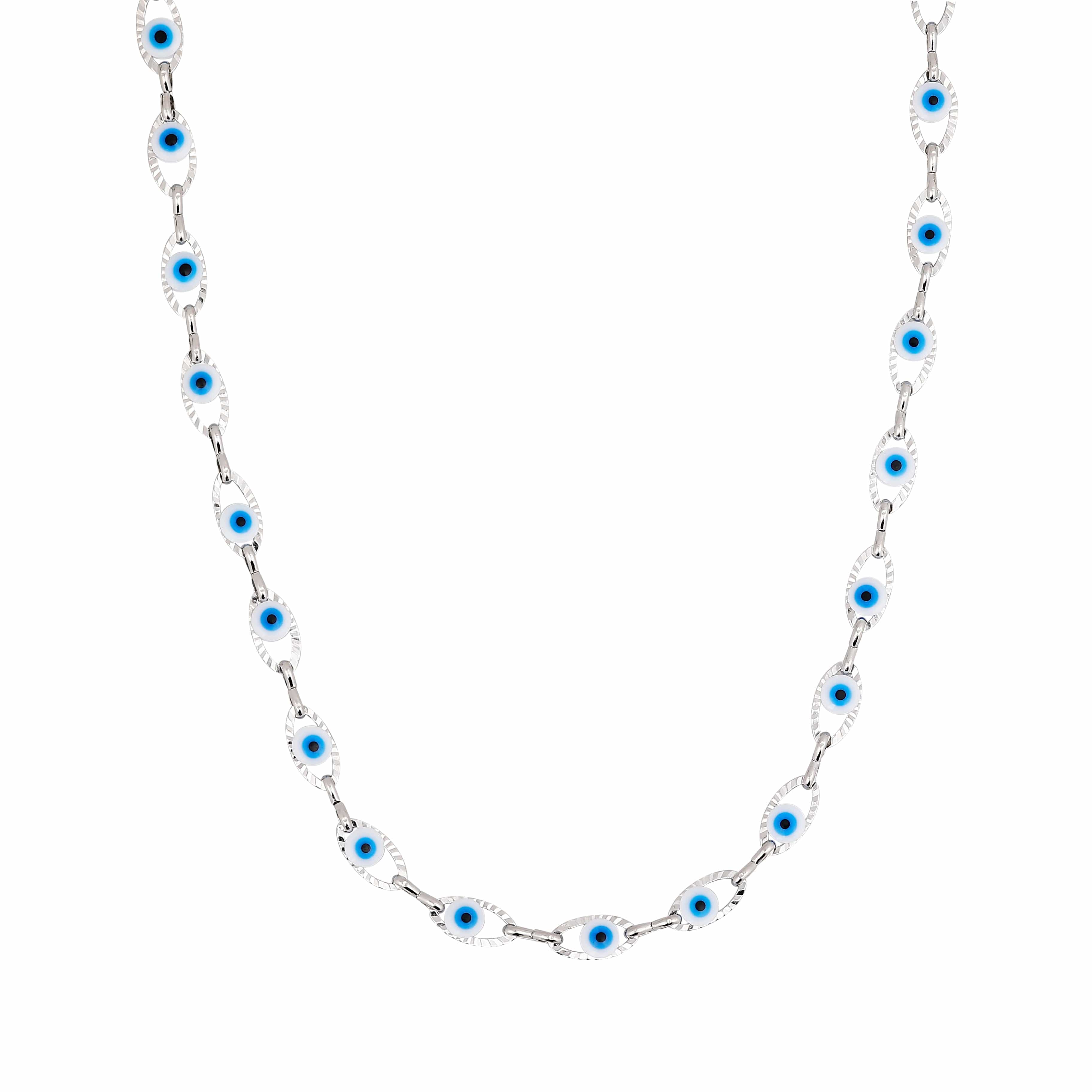 ACCIAIO 316L COLLANA S - 35+5cm COLLANA SLV OCCHI GRECI AZZURRI