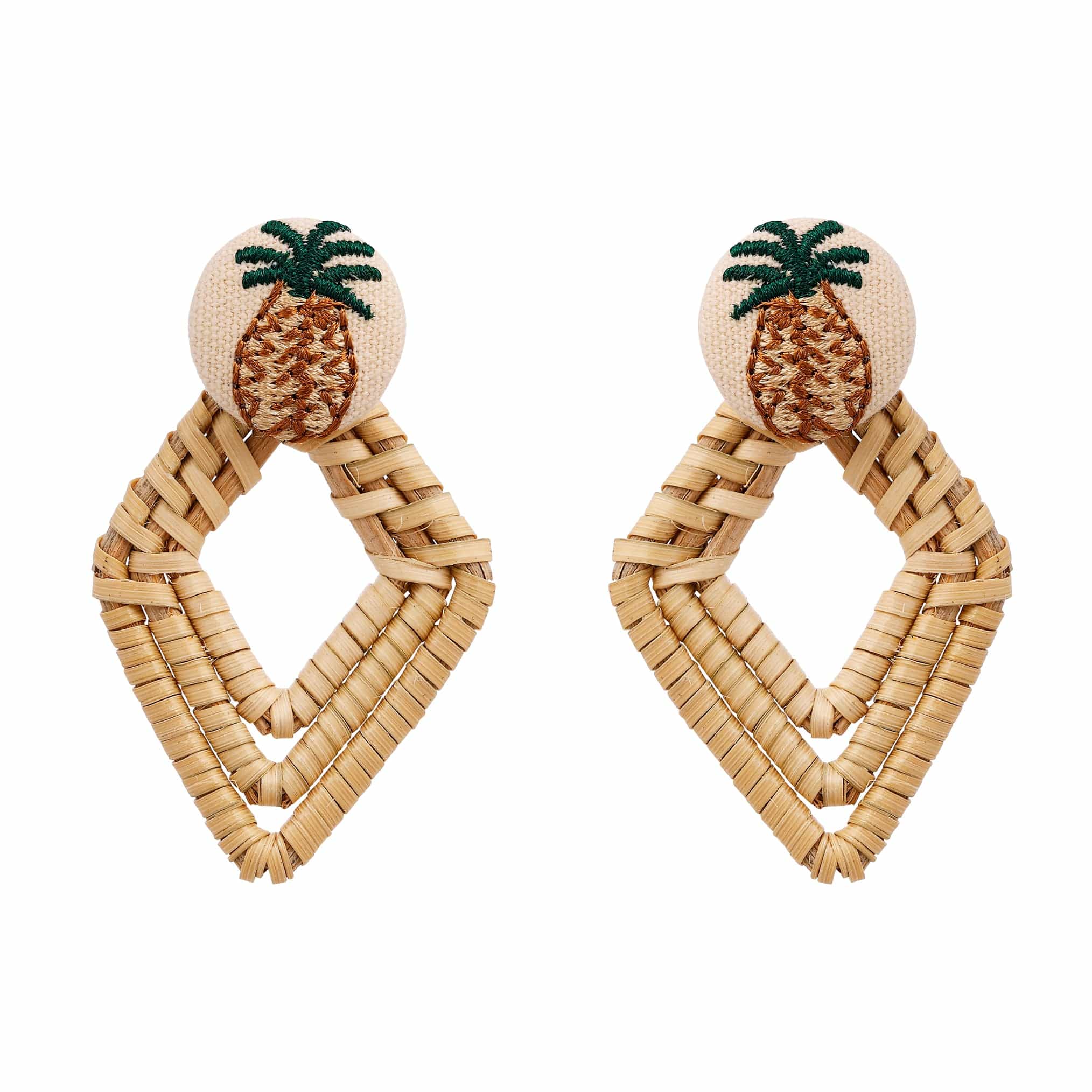 ACCIAIO 316L ORECCHINI ORECCHINI BOTTONE ANANAS ROMBON RATTAN