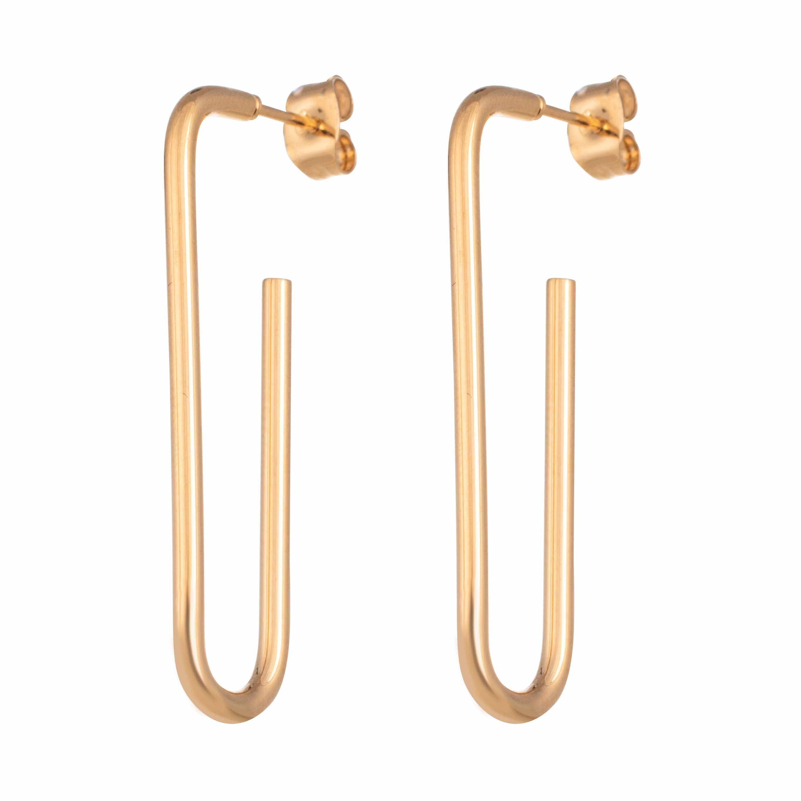 ACCIAIO 316L ORECCHINI ORO ORECCHINO SEMI-RETTANGOLO LUNGO PERNO