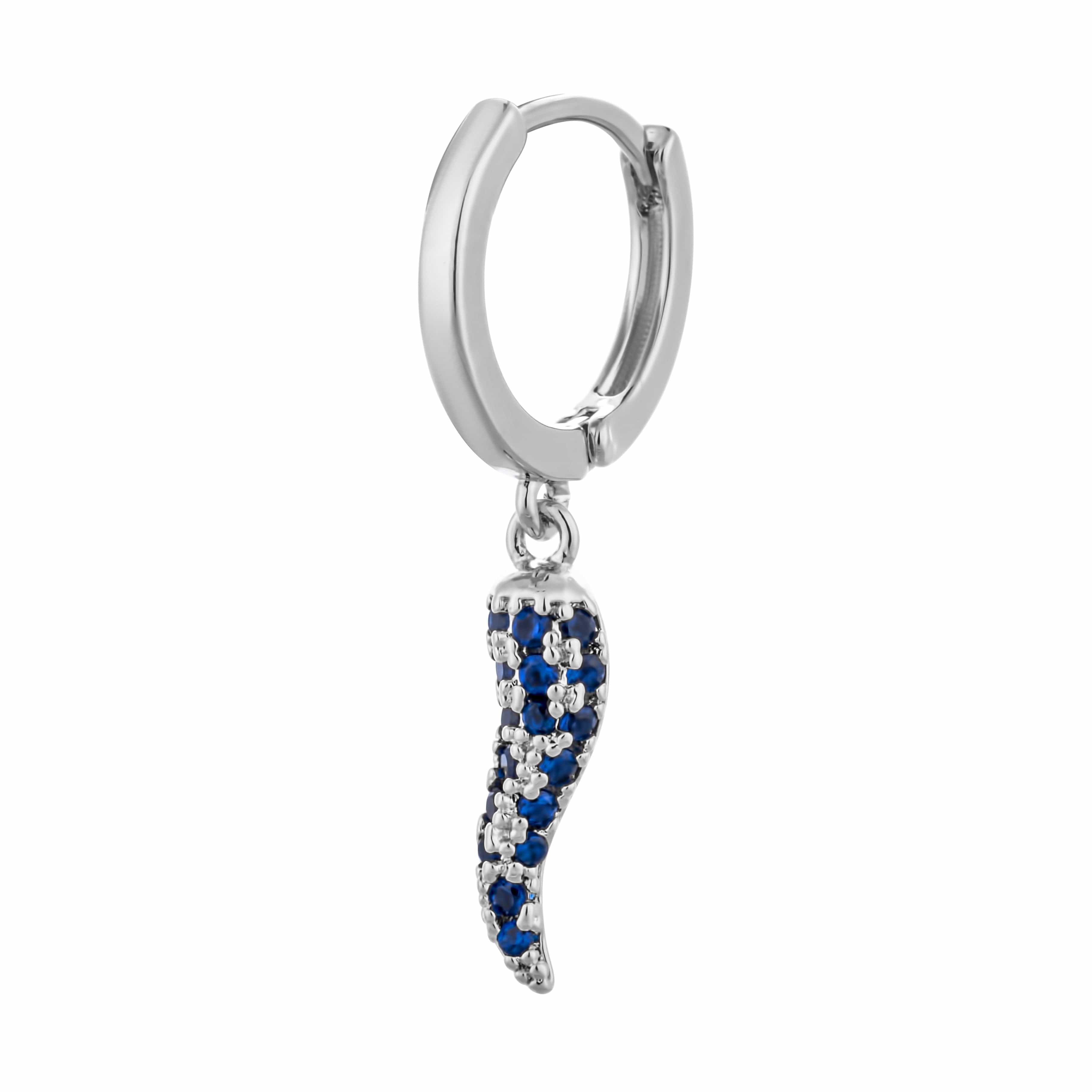 ACCIAO 316L ORECCHINI BLU MINI HOOPS SILVER PEPPER ZIRCONATI