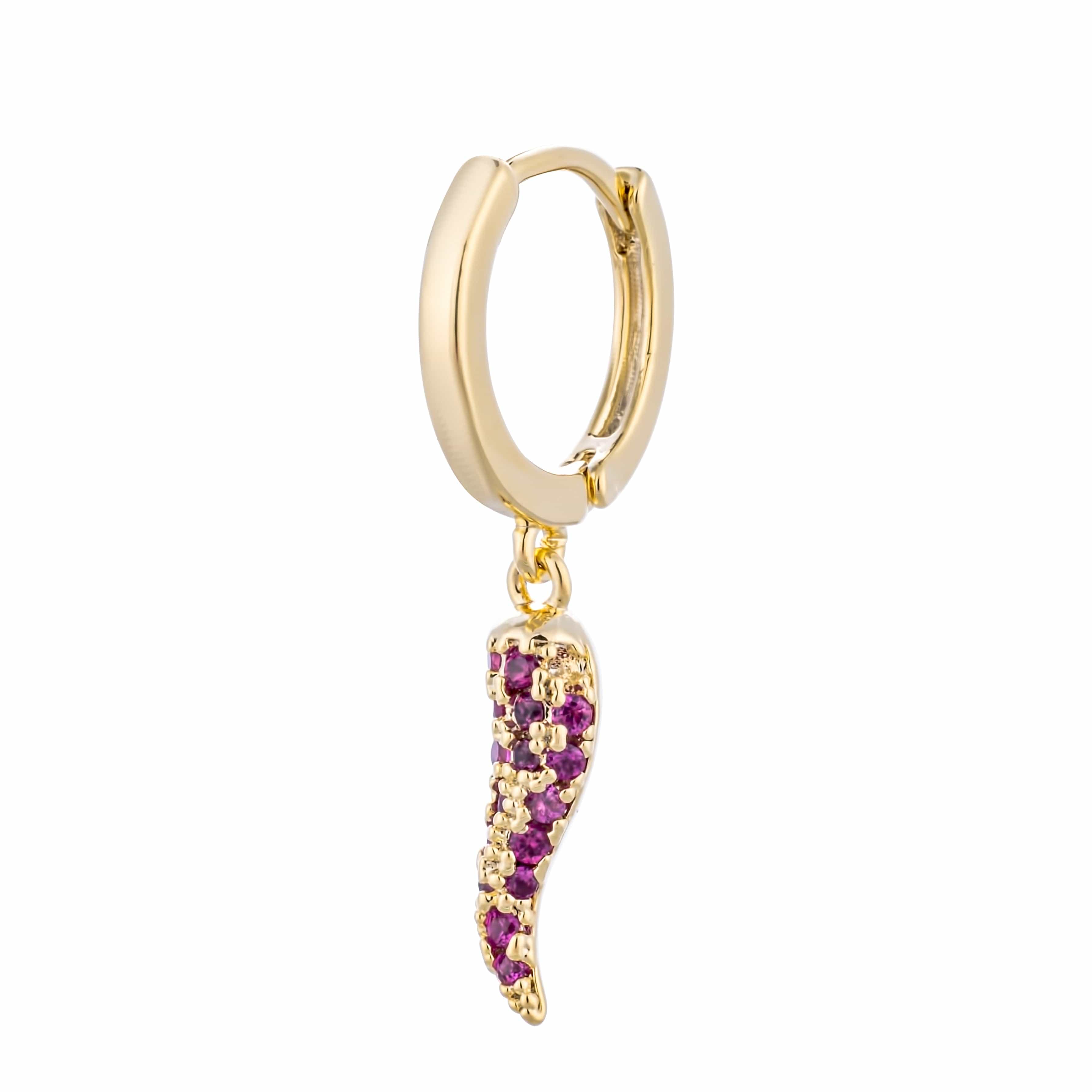 ACCIAO 316L ORECCHINI FUXIA MINI HOOPS ORO PEPPER ZIRCONATI