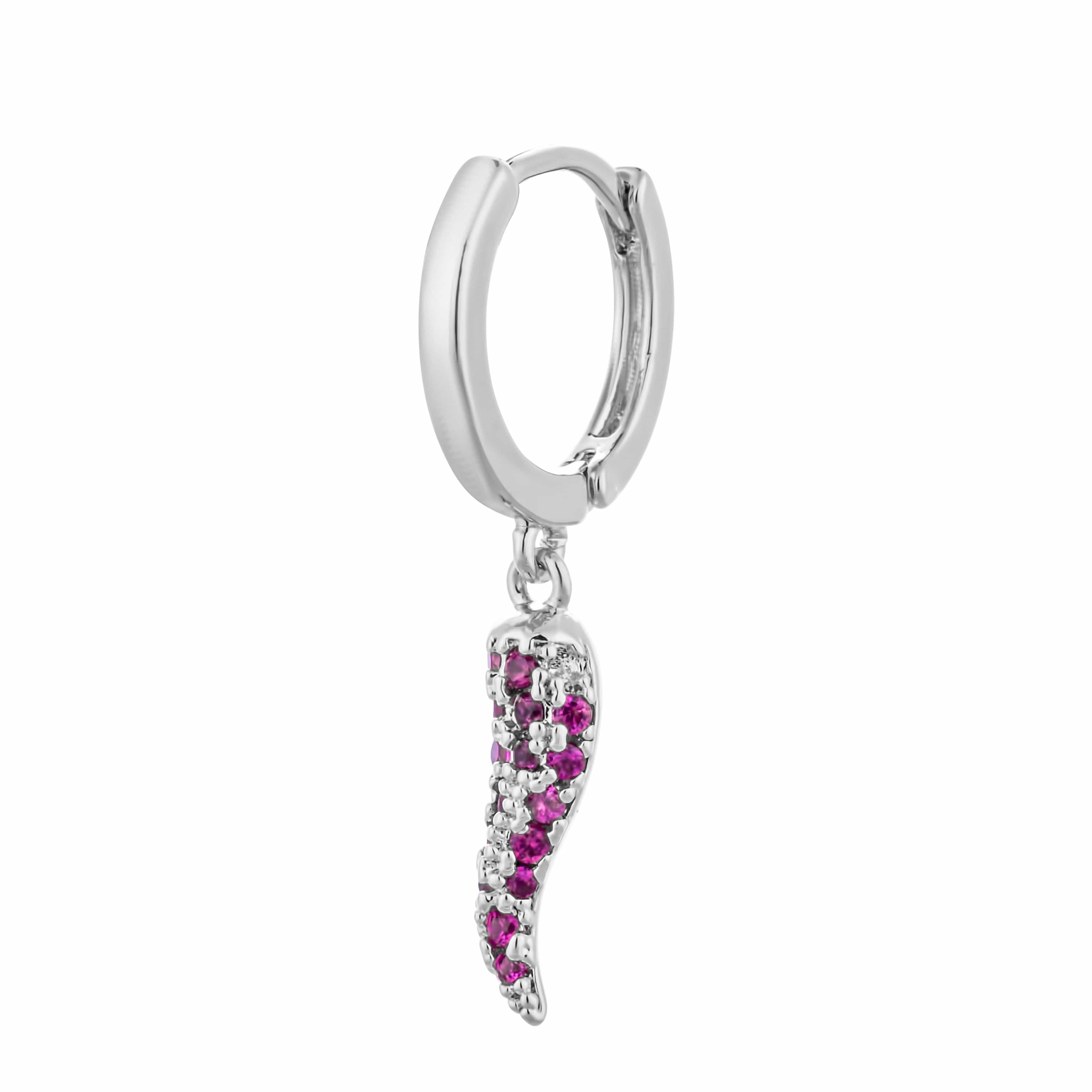 ACCIAO 316L ORECCHINI FUXIA MINI HOOPS SILVER PEPPER ZIRCONATI