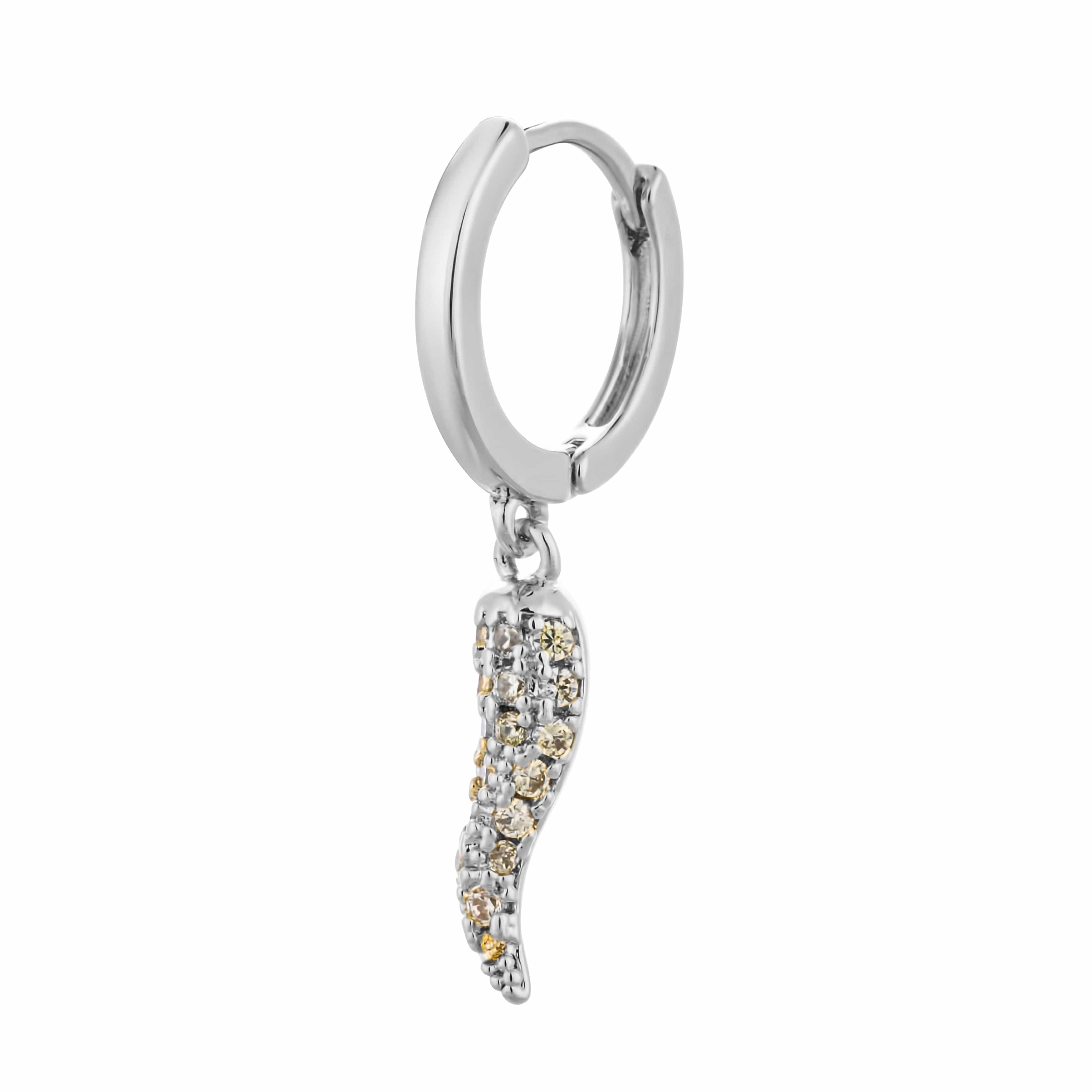 ACCIAO 316L ORECCHINI GIALLO MINI HOOPS SILVER PEPPER ZIRCONATI