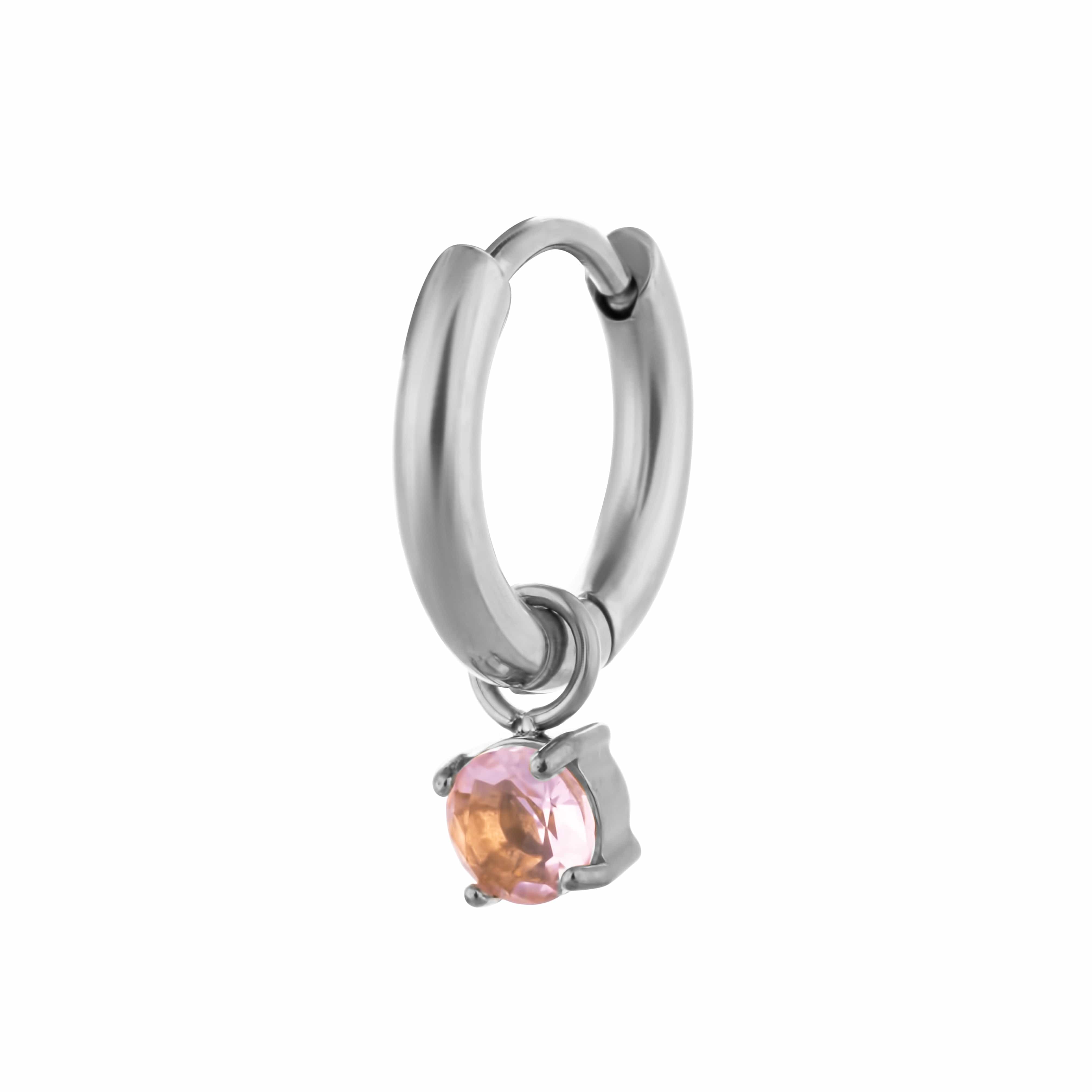 ACCIAO 316L ORECCHINI MINI HOOPS SILVER COMPONIBILE CRISTALLO TONDO