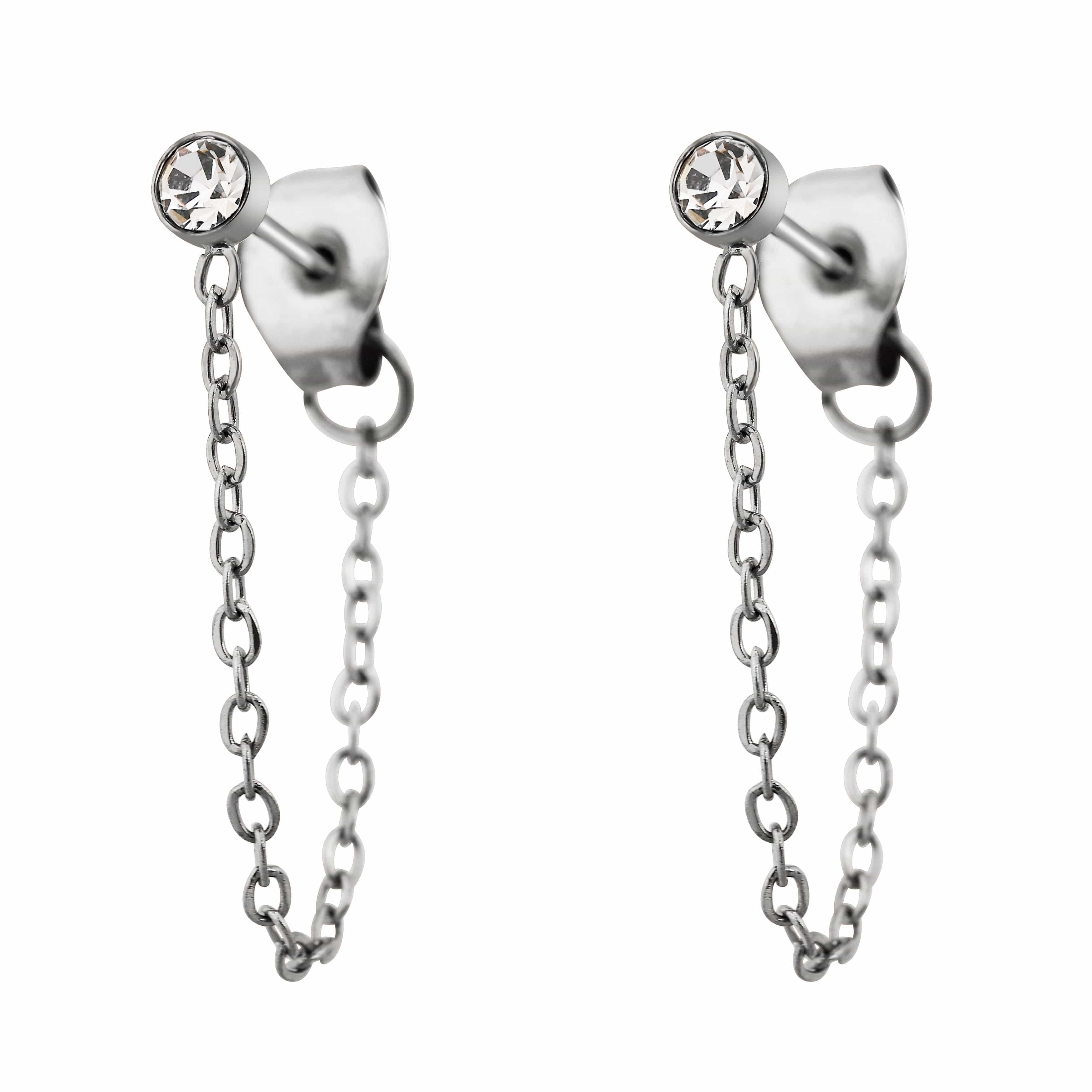 ACCIAO 316L ORECCHINI ORECCHINI SILVER PUNTO LUCE CATENA