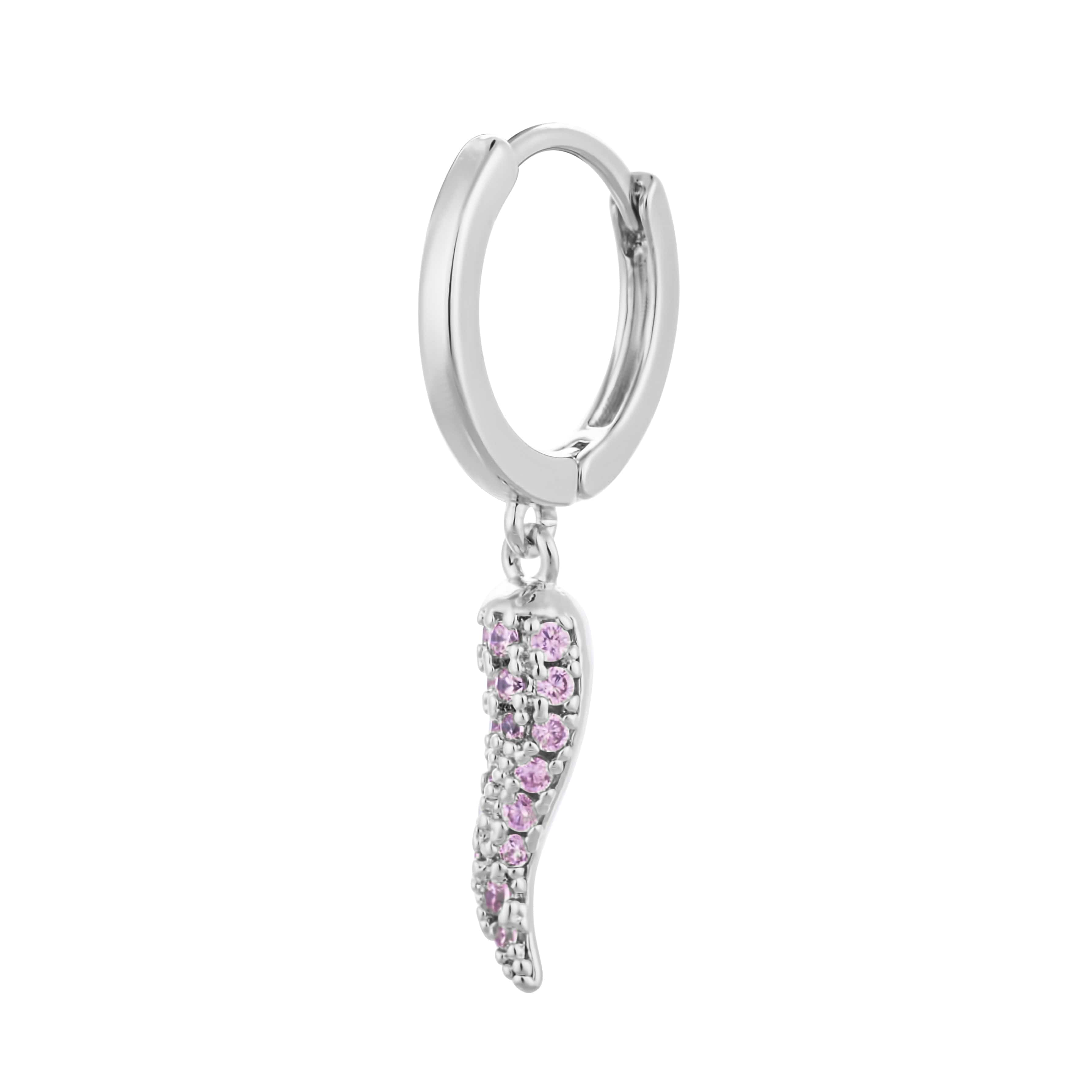 ACCIAO 316L ORECCHINI ROSA MINI HOOPS SILVER PEPPER ZIRCONATI