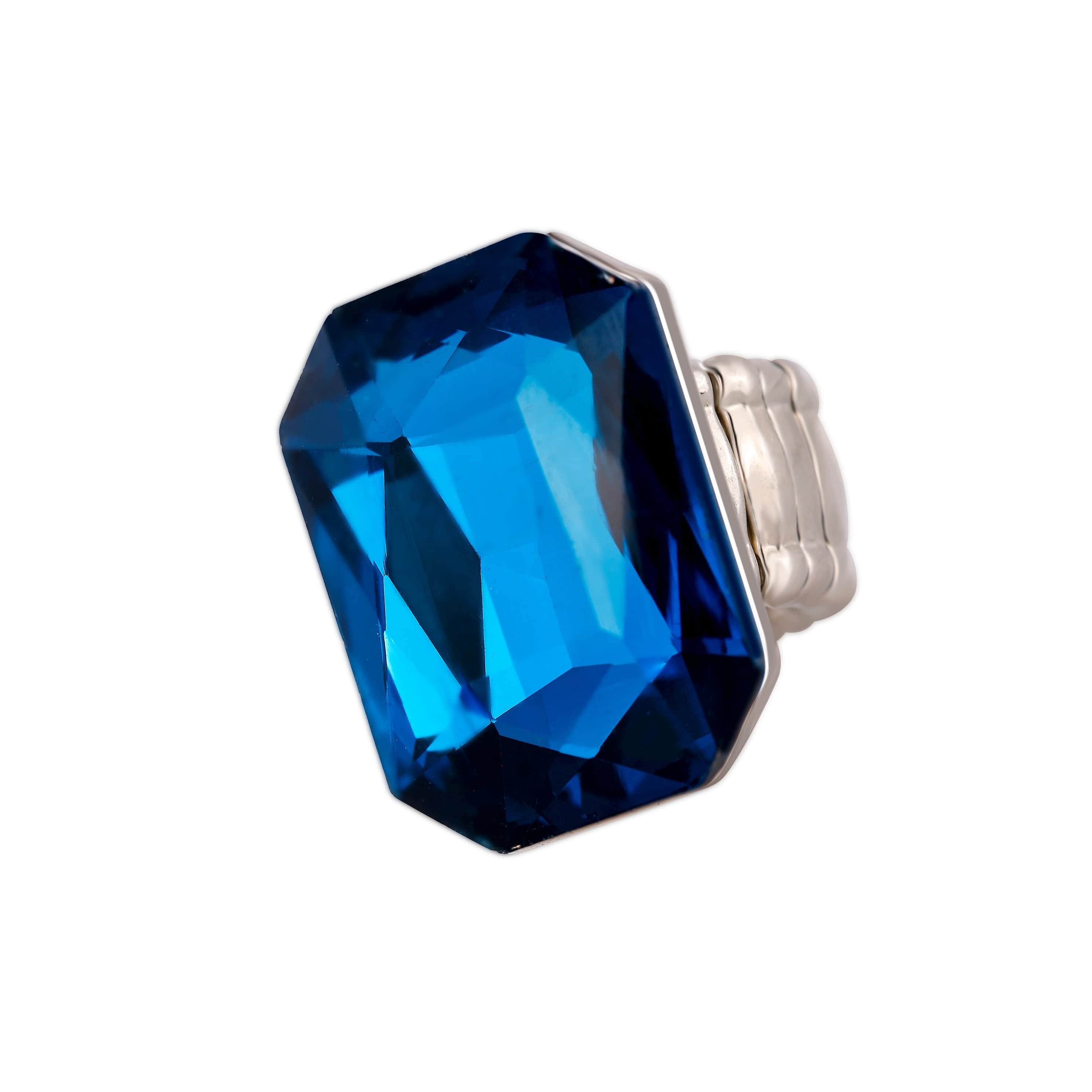 OTTONE ANELLO AZZURRO ANELLO CRISTALLO RETTANGOLO