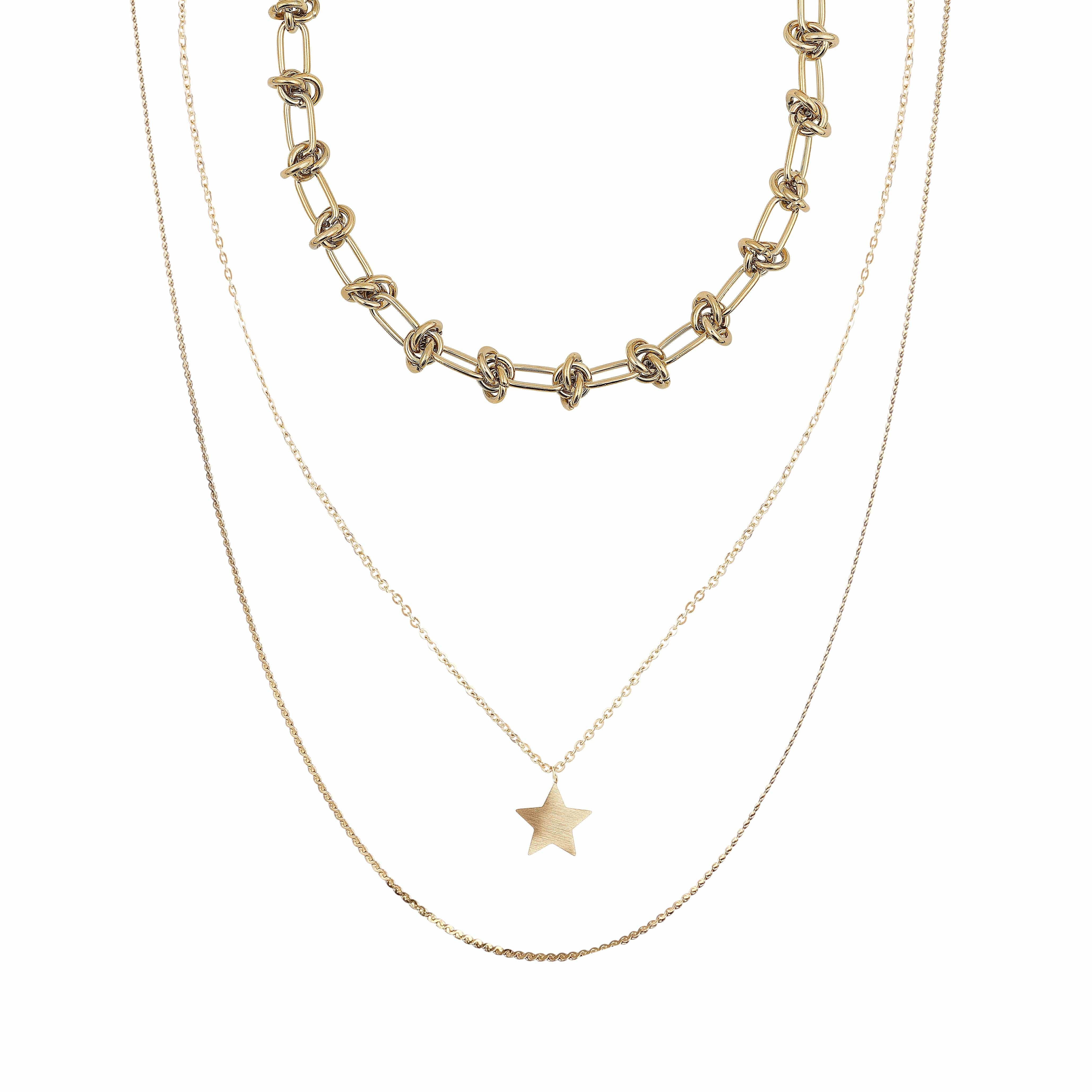 ACCIAIO 316L COLLANA SET COLLANE NODO STAR INTRECCIO