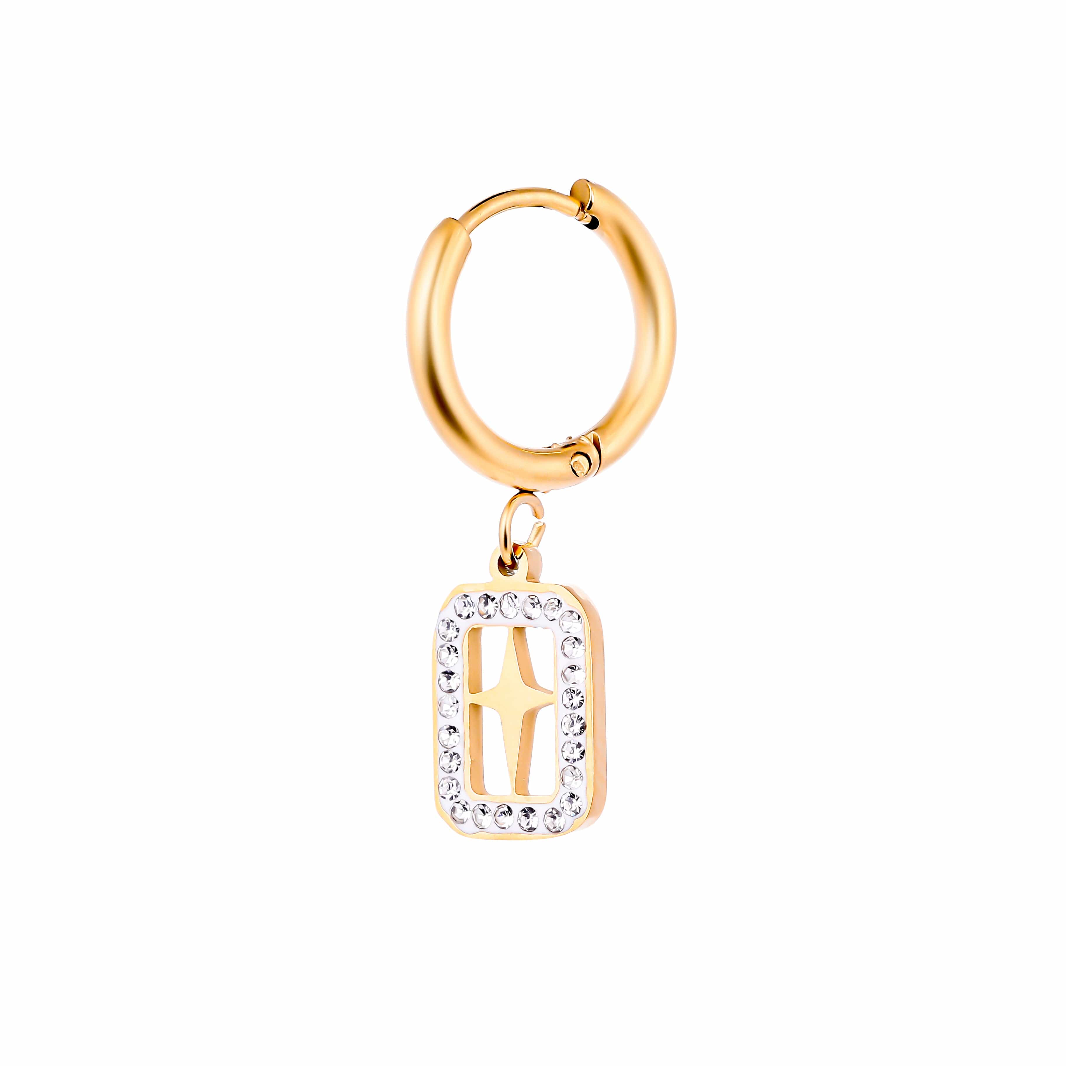 ACCIAIO 316L MINI HOOPS MEDAGLIA ZIRCONI STELLA