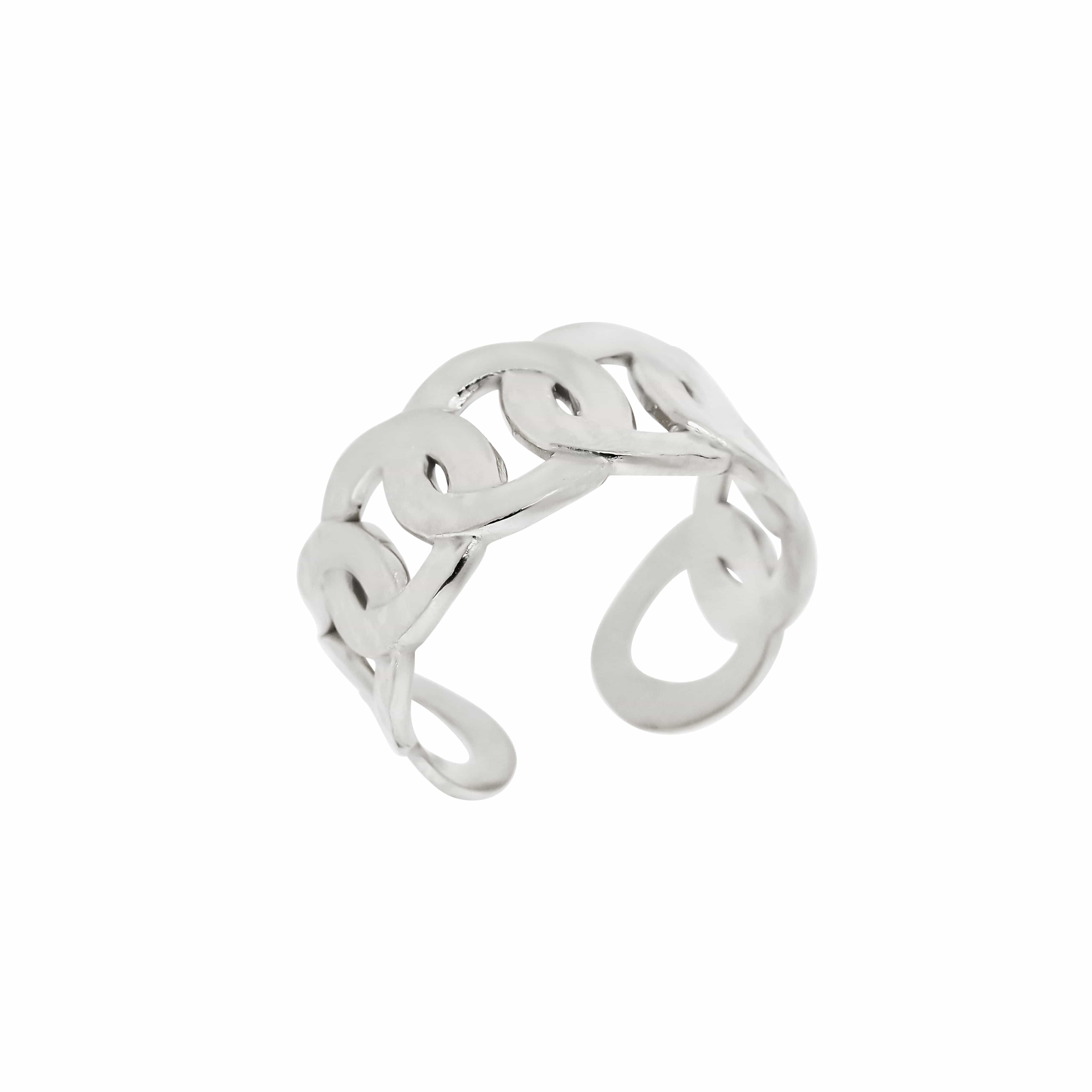 ACCIAIO 316L SILVER ANELLO CATENA MARTELLATA