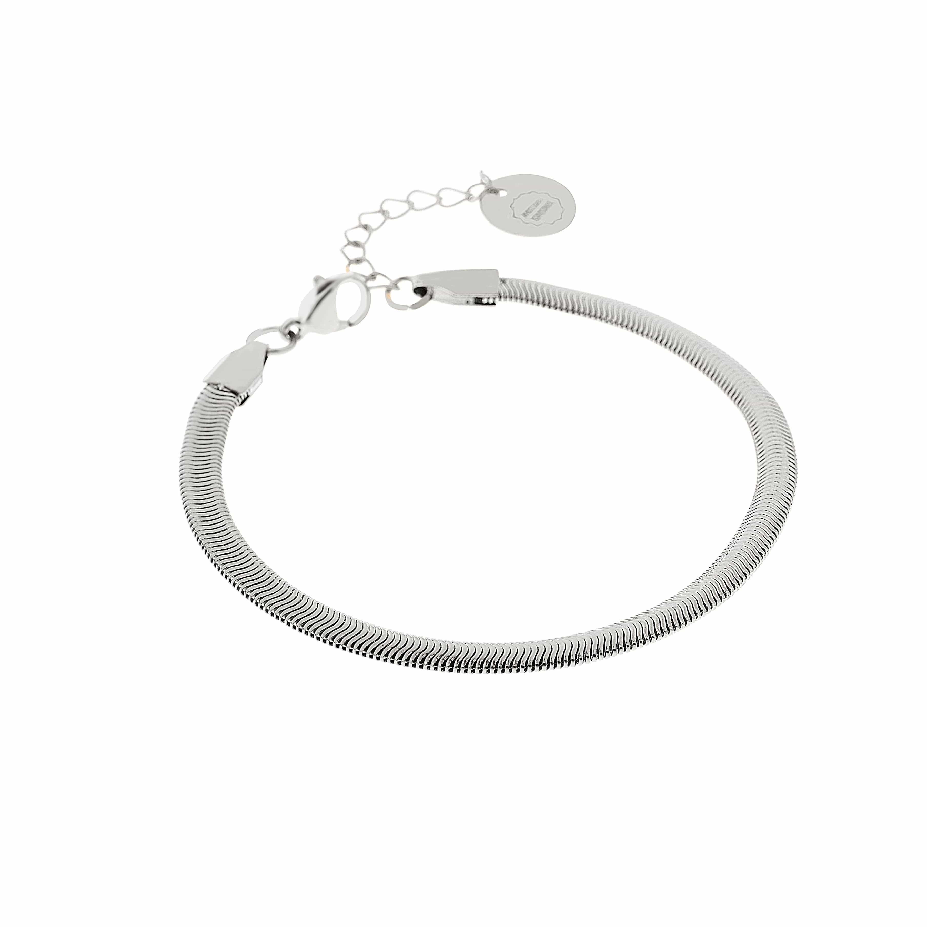 ACCIAIO 316L SILVER BRACCIALE SNAKE ROUND