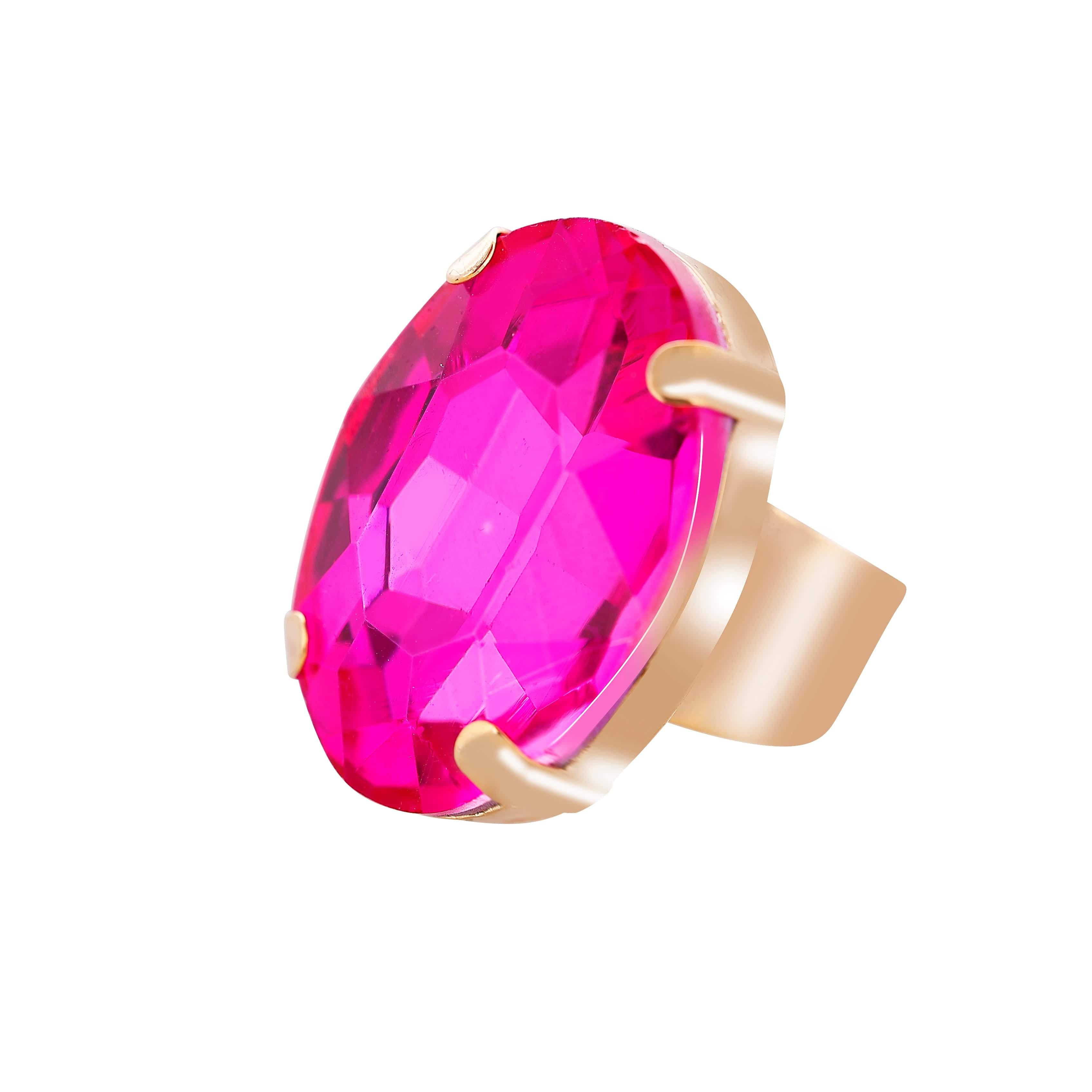 OTTONE ANELLO FUXIA ANELLO CRISTALLO OVALE