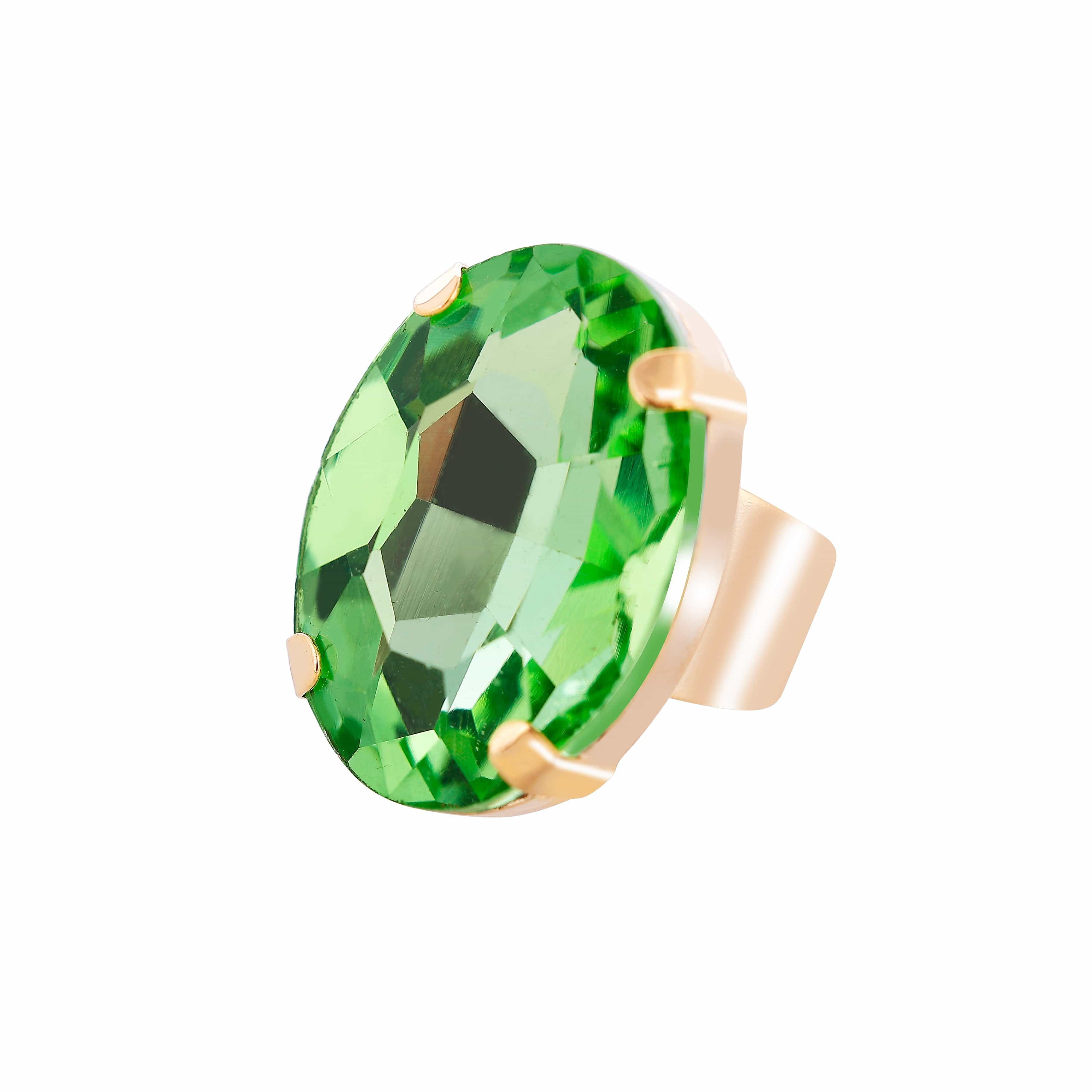 OTTONE ANELLO VERDE CHIARO ANELLO CRISTALLO OVALE