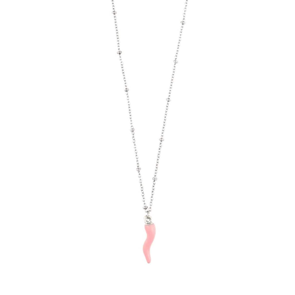 SILVER PINK HORN NECKLACE