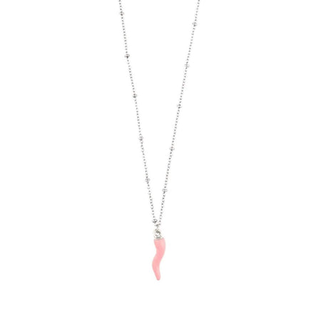 ACCIAIO 316L COLLANA COLLANA SILVER CORNO ROSA