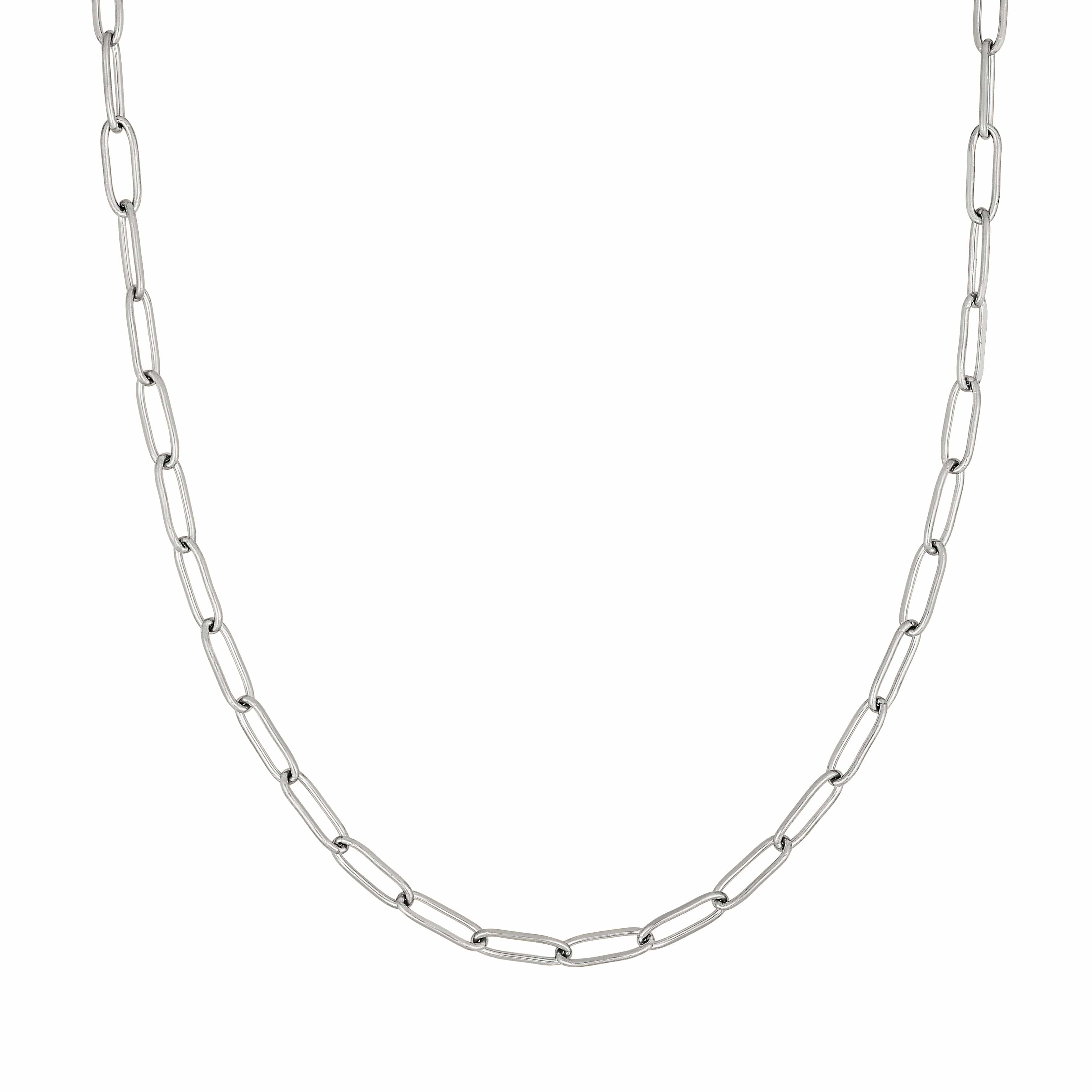 ACCIAIO 316L COLLANA SILVER / S - 35+5cm COLLANA CATENA MAGLIA RETTANGOLARE