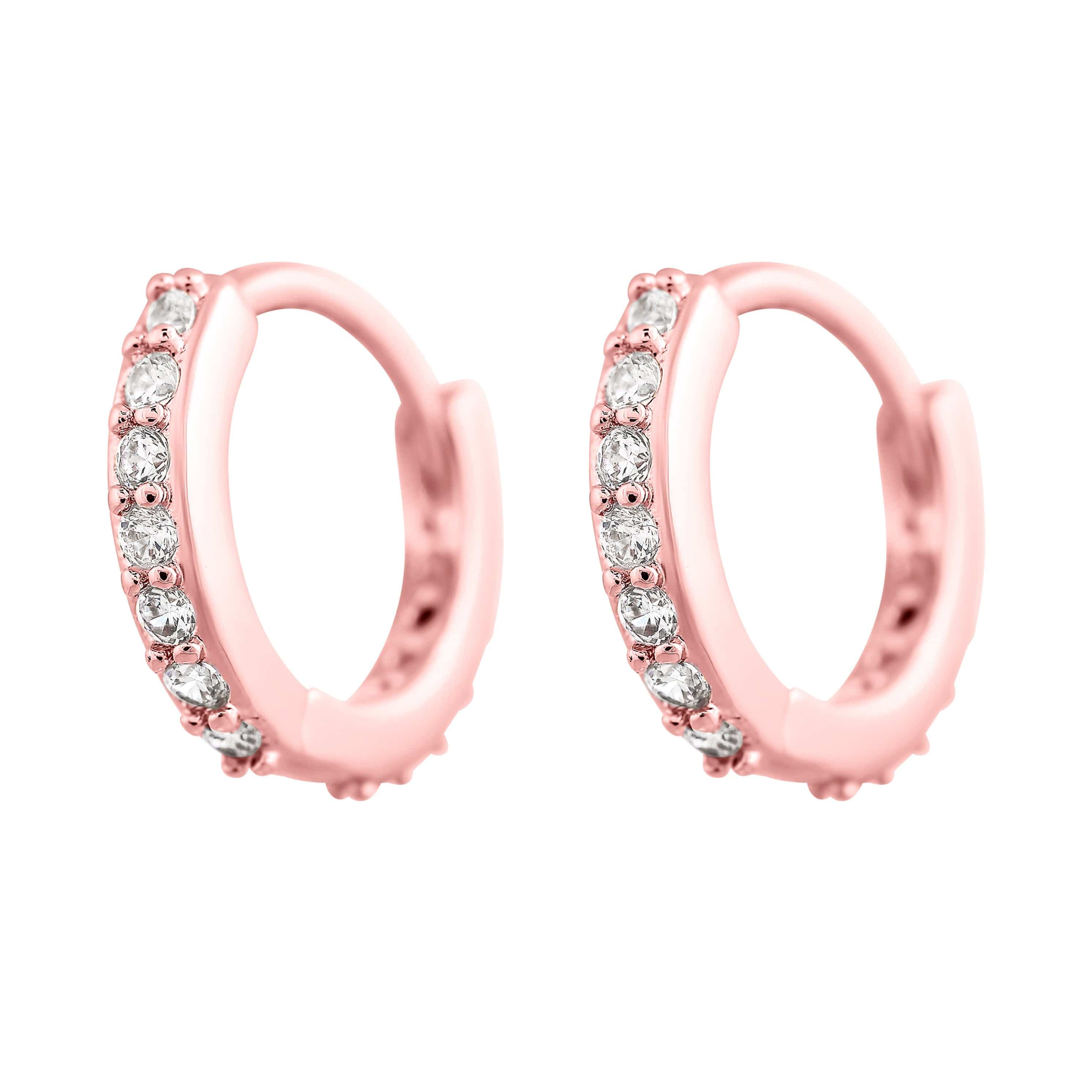 ACCIAIO 316L ORECCHINI BIANCO / 8mm / COPPIA BOCCOLINA HELIX ORO ROSA 10mm-8mm-6mm