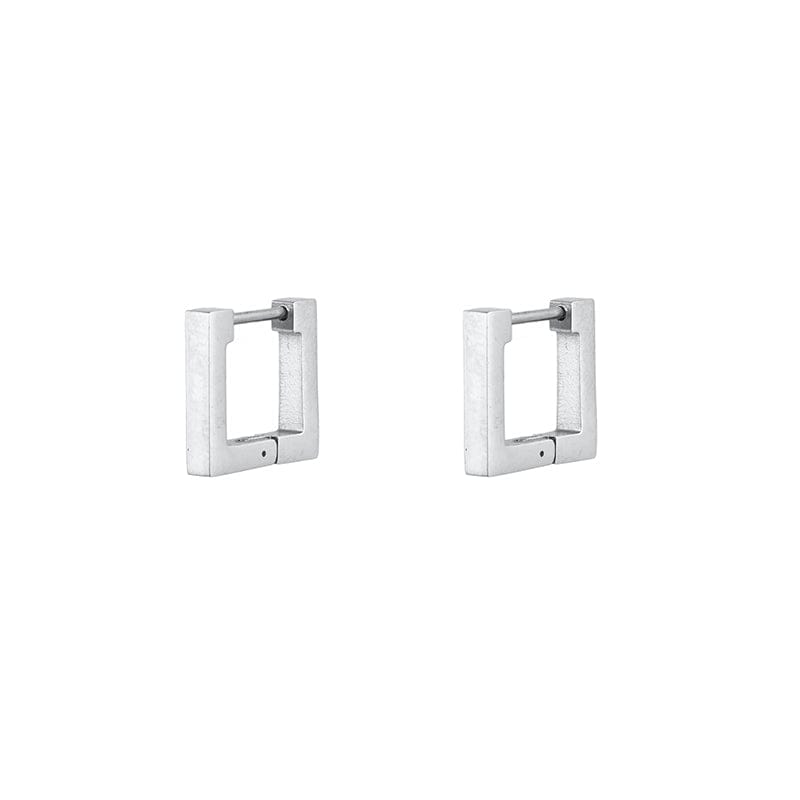 ACCIAIO 316L ORECCHINI COPPIA / SILVER ORECCHINO GEOMETRICO FORMA QUADRATO