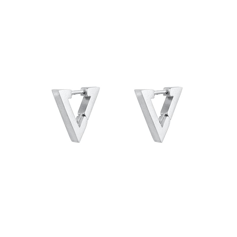 ACCIAIO 316L ORECCHINI SILVER / COPPIA ORECCHINO GEOMETRICO FORMA TRIANGOLO