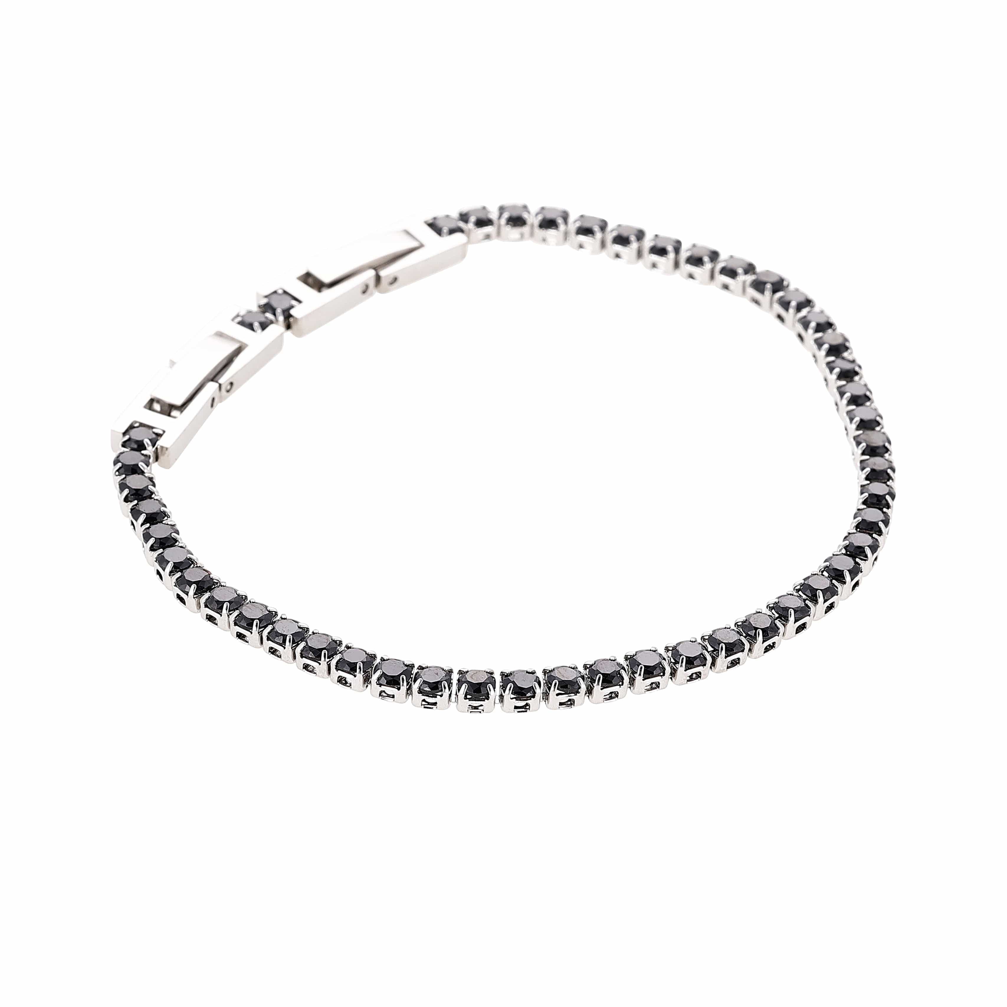 METAL CHORD BRACCIALETTI NERO BRACCIALE SILVER TENNIS SINGOLO CRISTALLO 3MM