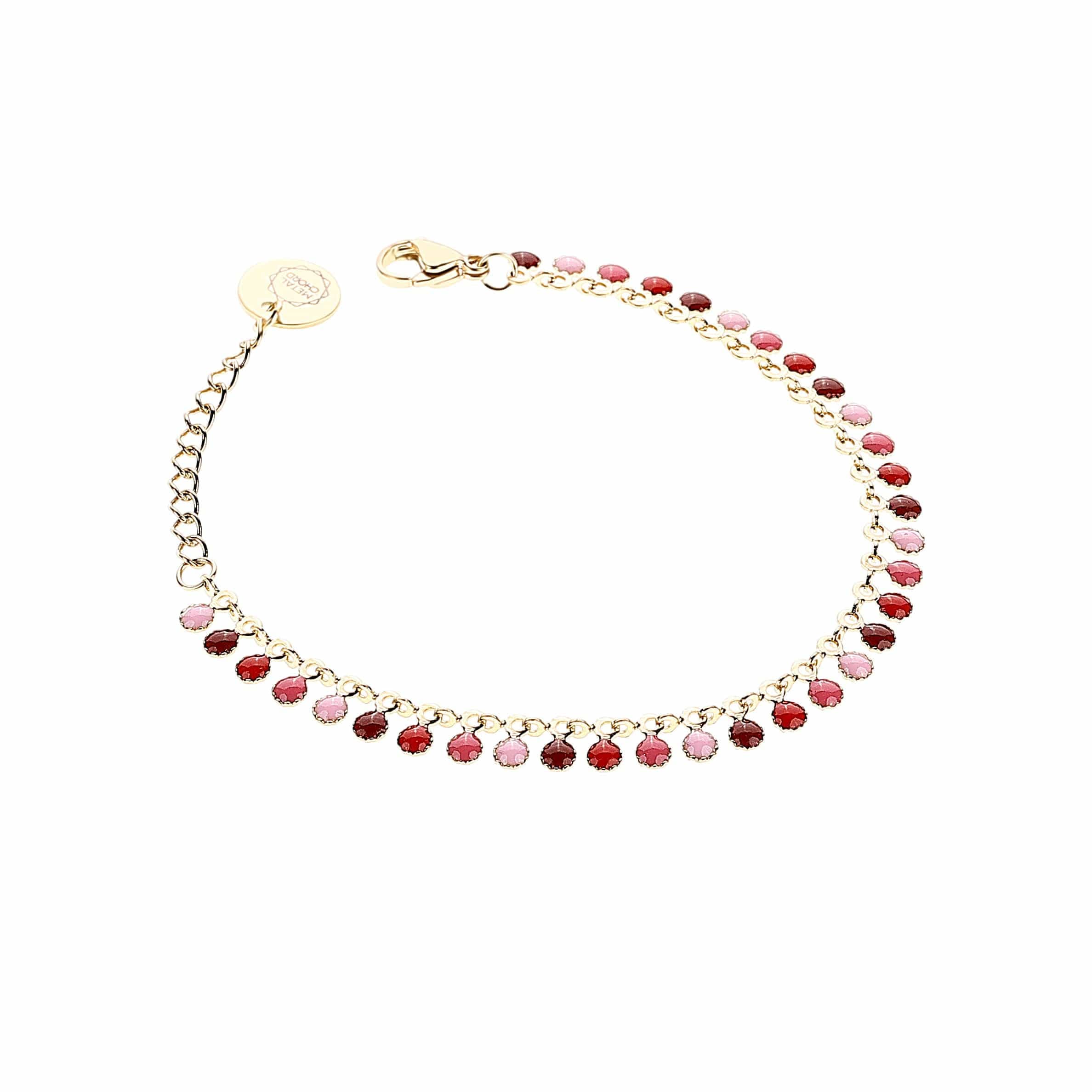 METAL CHORD BRACCIALETTO ROSSO BRACCIALE MULTIMEDAGLINE SMALTATE