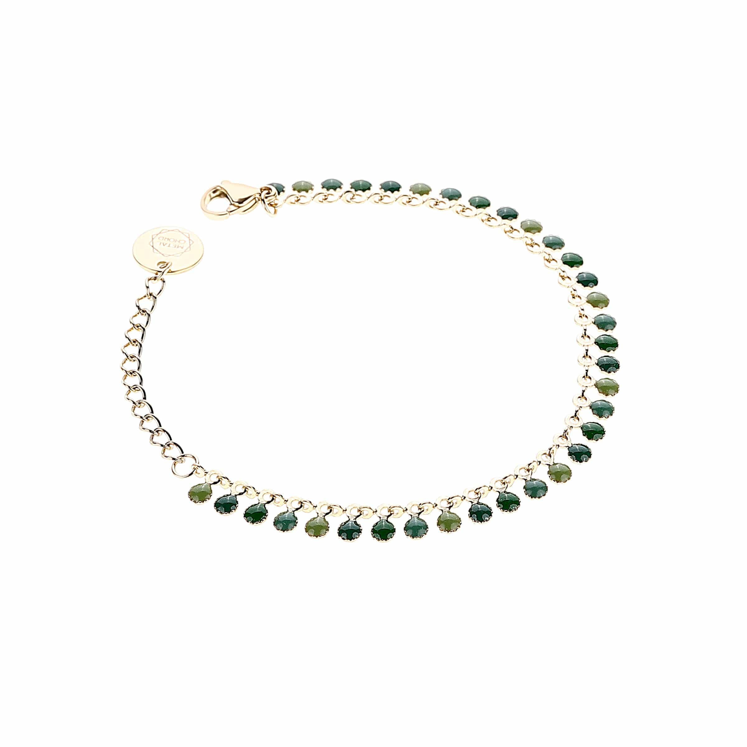 METAL CHORD BRACCIALETTO VERDE BRACCIALE MULTIMEDAGLINE SMALTATE