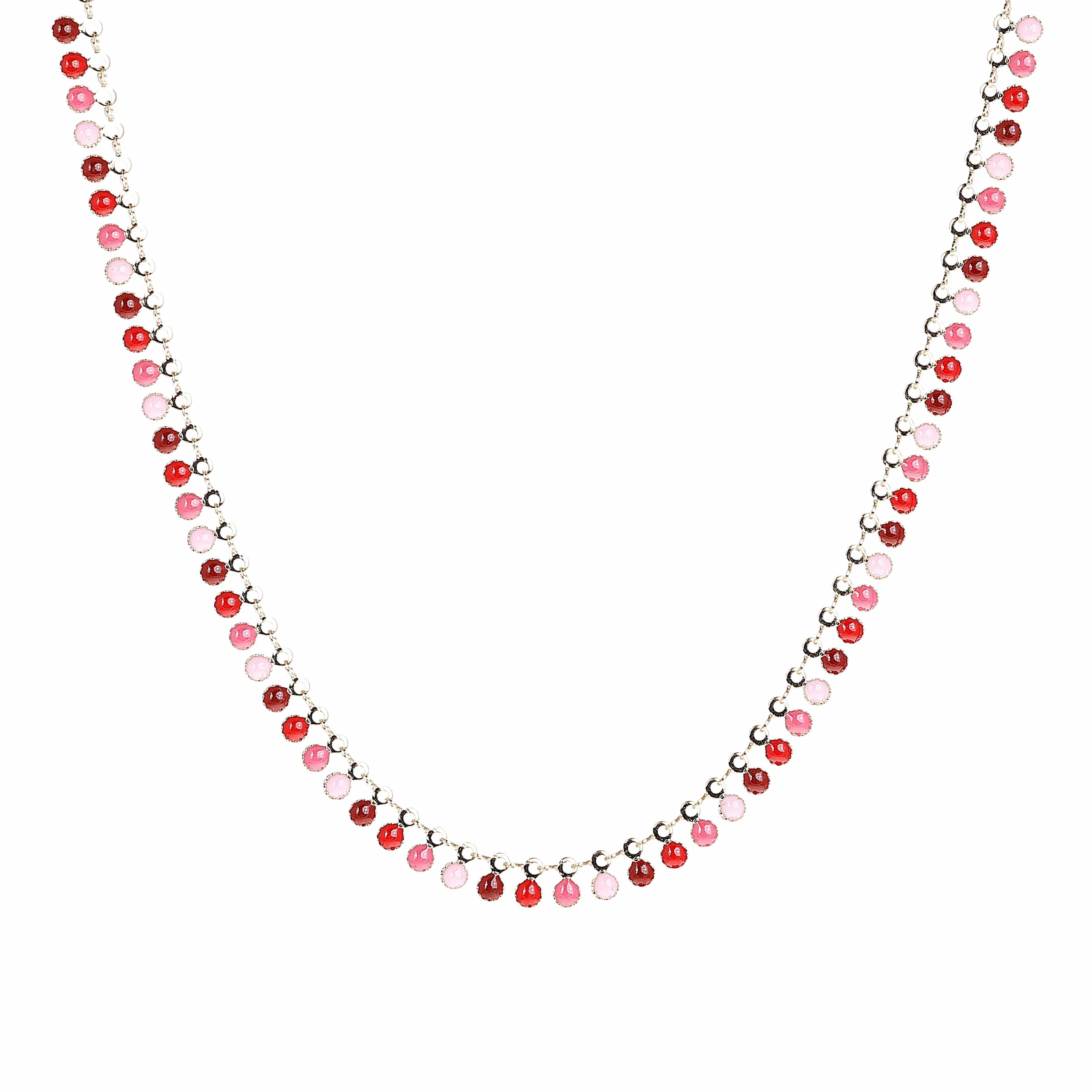 METAL CHORD COLLANA ROSSO / 35cm - CHOCKER COLLANA MULTIMEDAGLINE SMALTATE