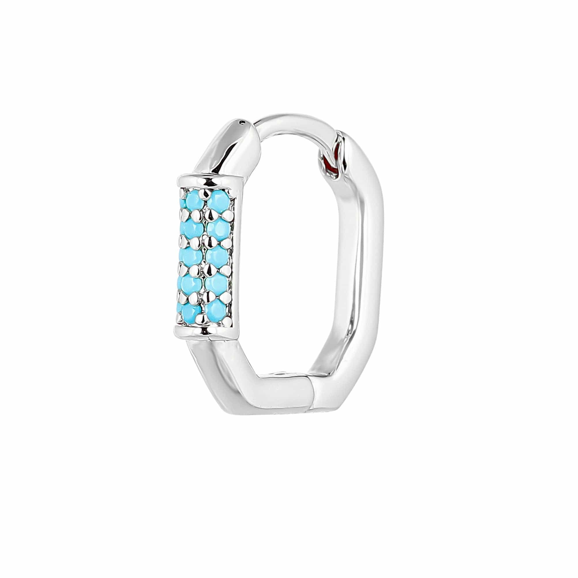 METAL CHORD ORECCHINI AZZURRO ORECCHINO SILVER ZIRCONI DESIGN RETTANGOLO