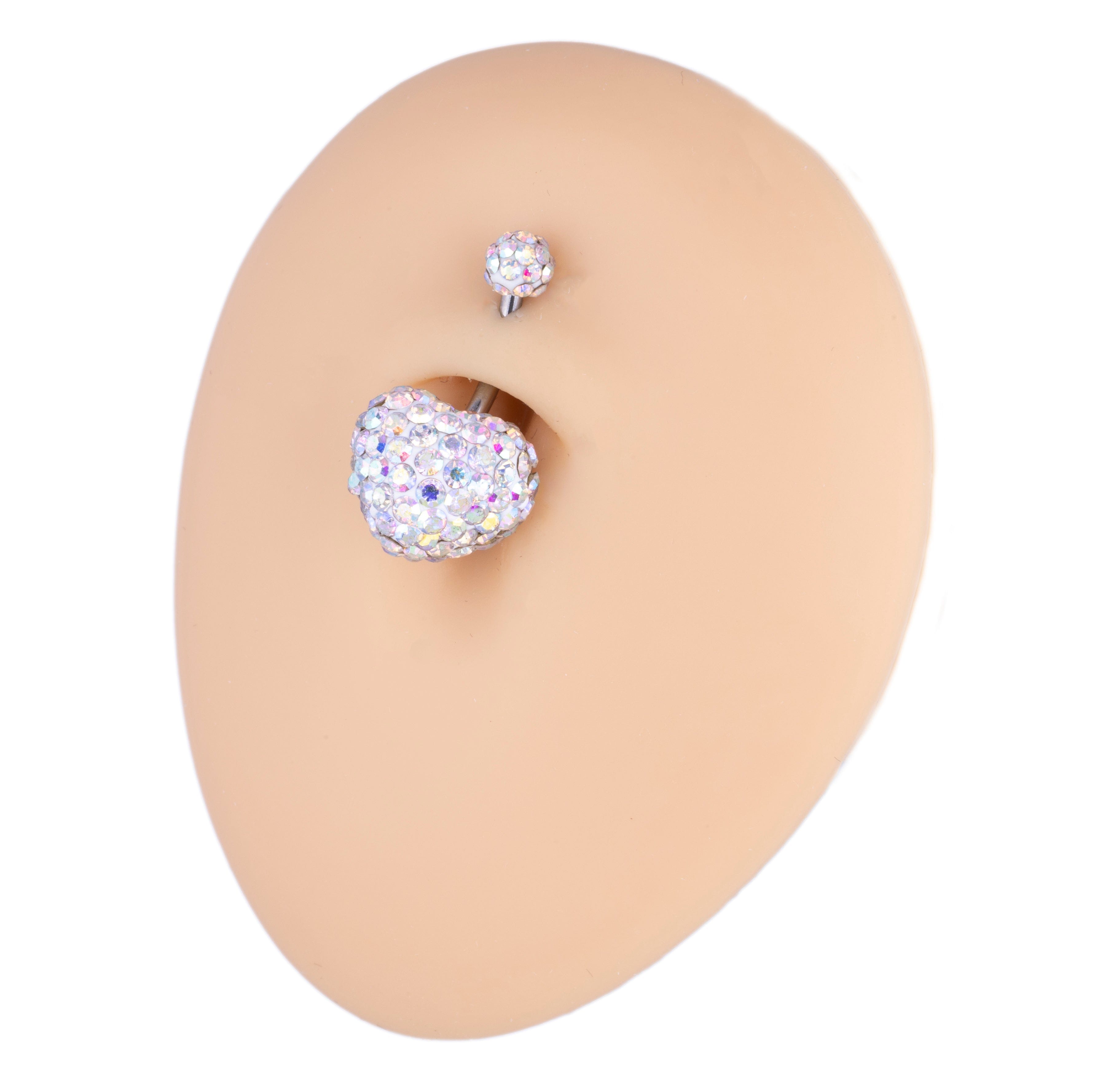 PIERCING NAVEL CUORE STRASS.