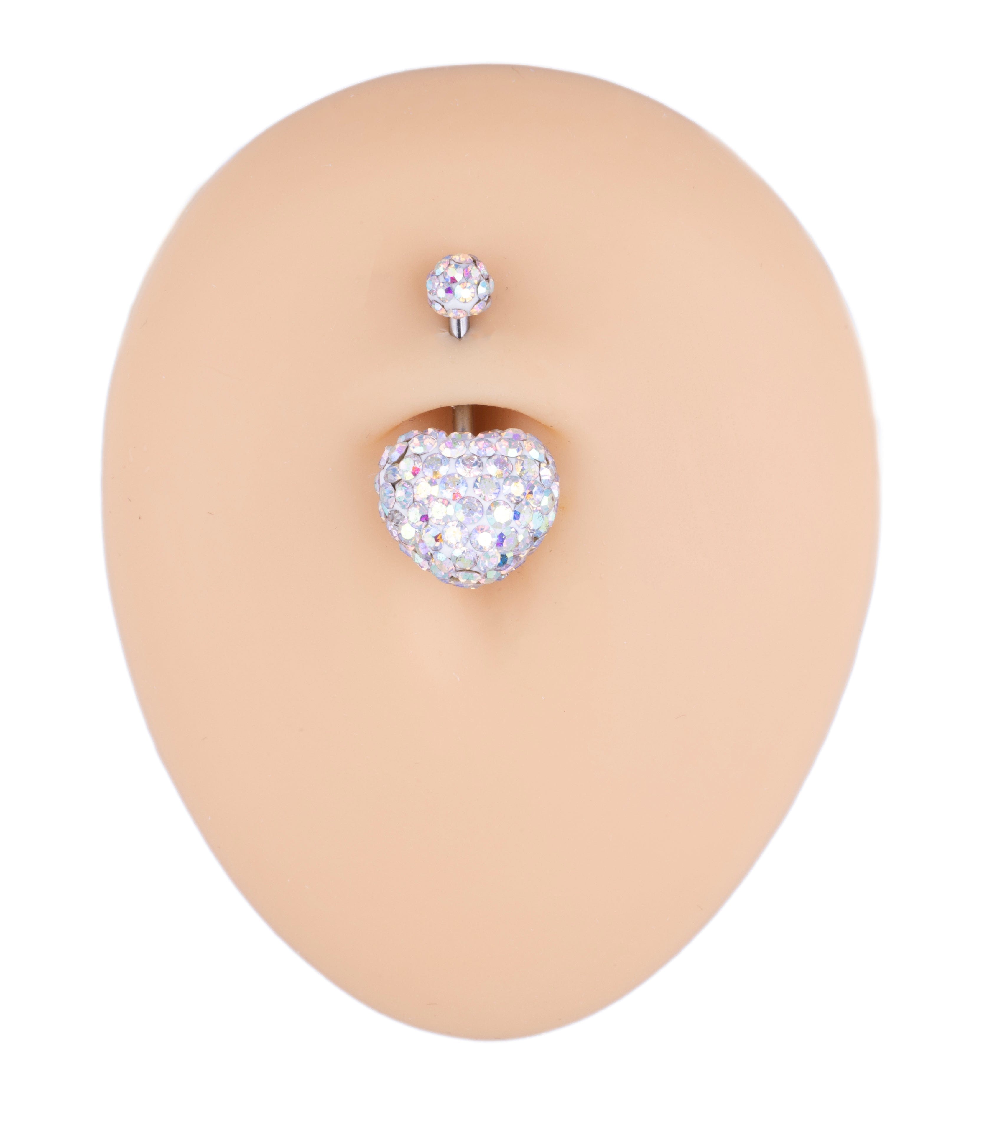 PIERCING NAVEL CUORE STRASS.