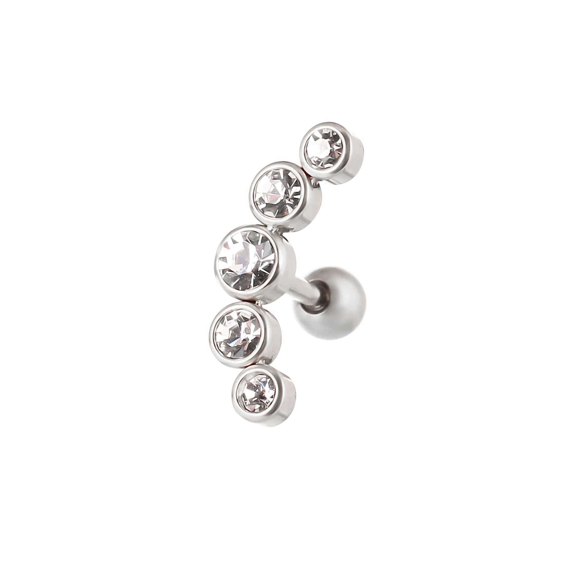 PIERCING BARRETTA SFERA CRISTALLI BIANCHI.